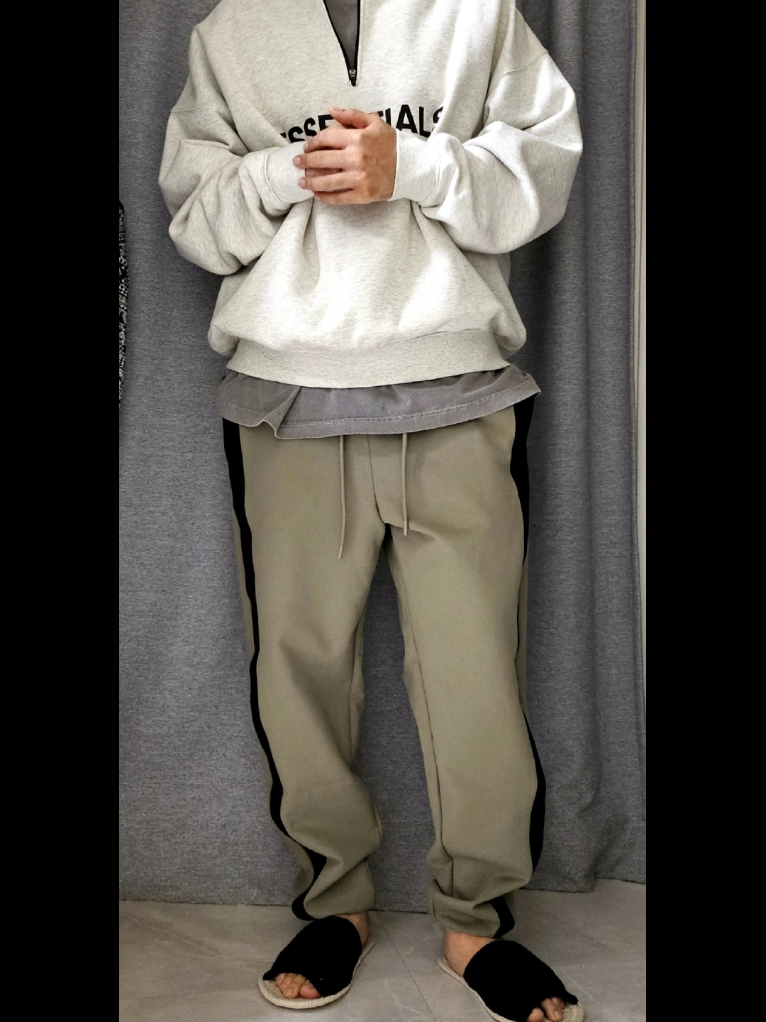 Adidas x Fear of God Athletics Suede Fleece Sweatpants Clay - KR Sizing 착용 스타일 - 1
