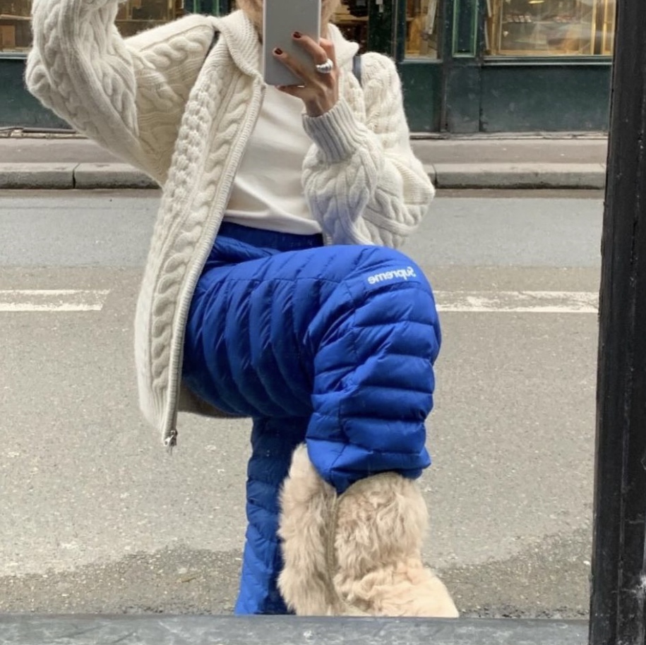 Supreme Micro Down Pant Royal - 23FW, (W) Mou Eskimo 24 All Fur Vanilla 착용 스타일