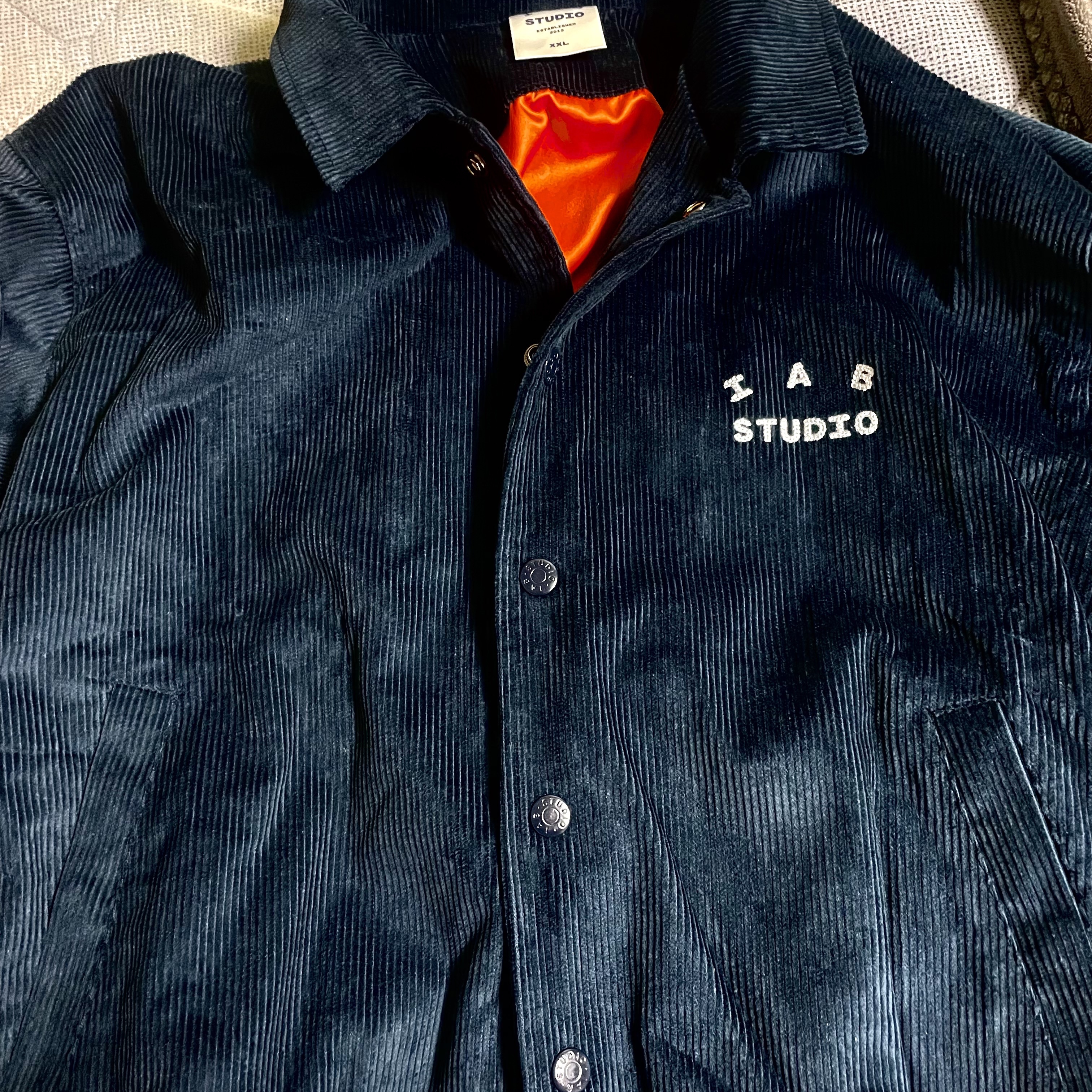 IAB Studio Corduroy Jacket Midnight Blue 착용 스타일 - 1