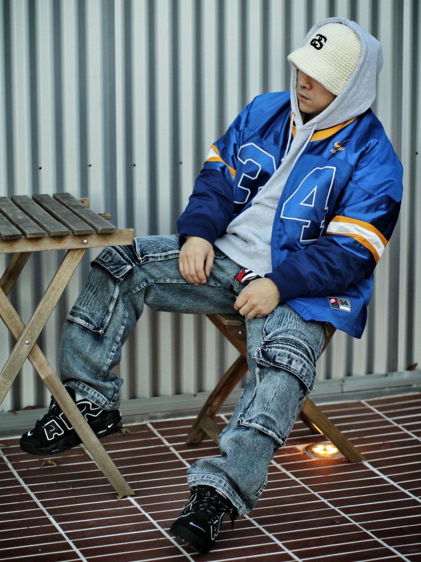 Stussy SS Link Knit Bucket Hat Bone, Nike x Ambush Jacket Deep Royal Blue - US/EU 착용 스타일