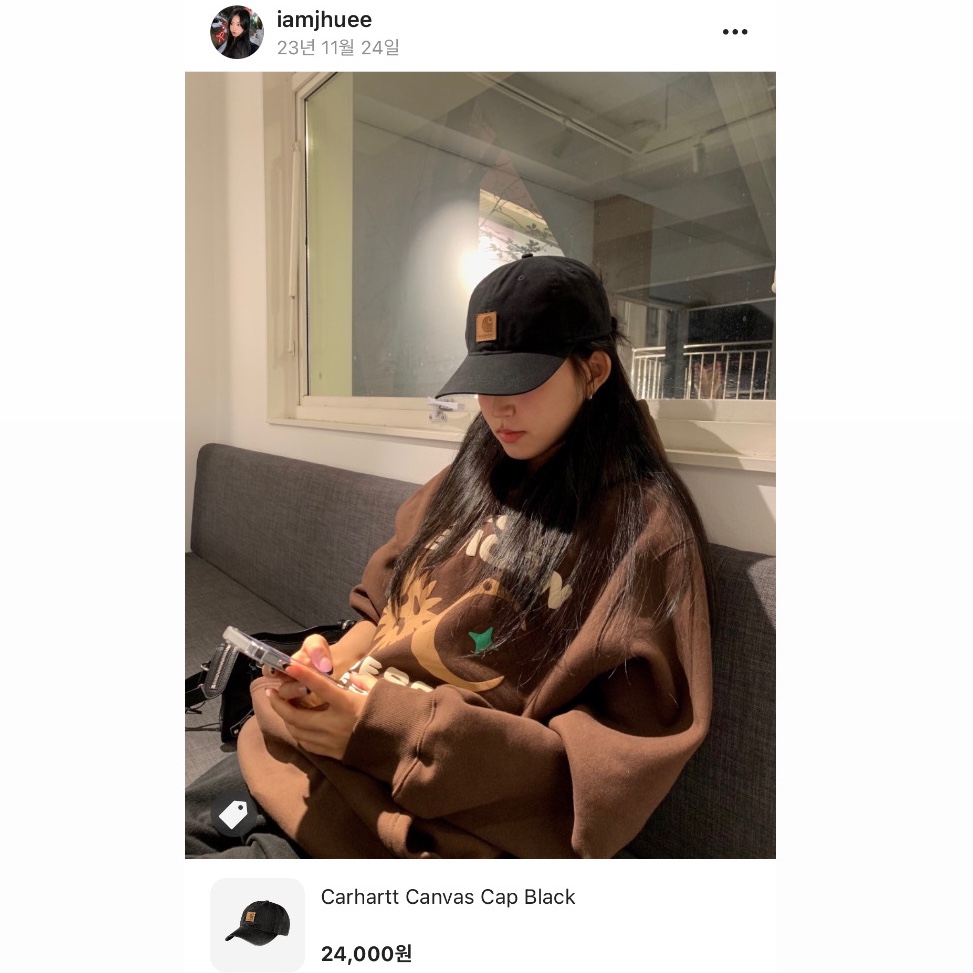 Carhartt Canvas Cap Black 착용 스타일