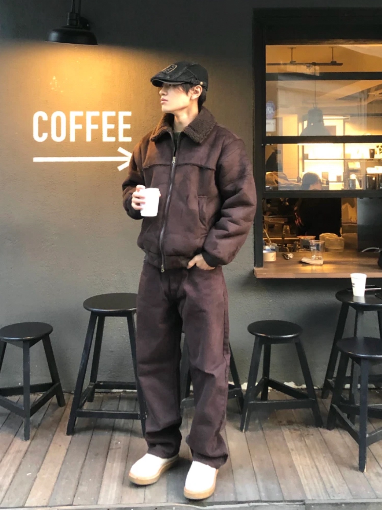 Greenbutter Women Stadium G Cowichan Cardigan Blue, Undermycar Dtrange Dead Starange Destroyed Bomber Obsidian - 23SS 착용 스타일 - 4