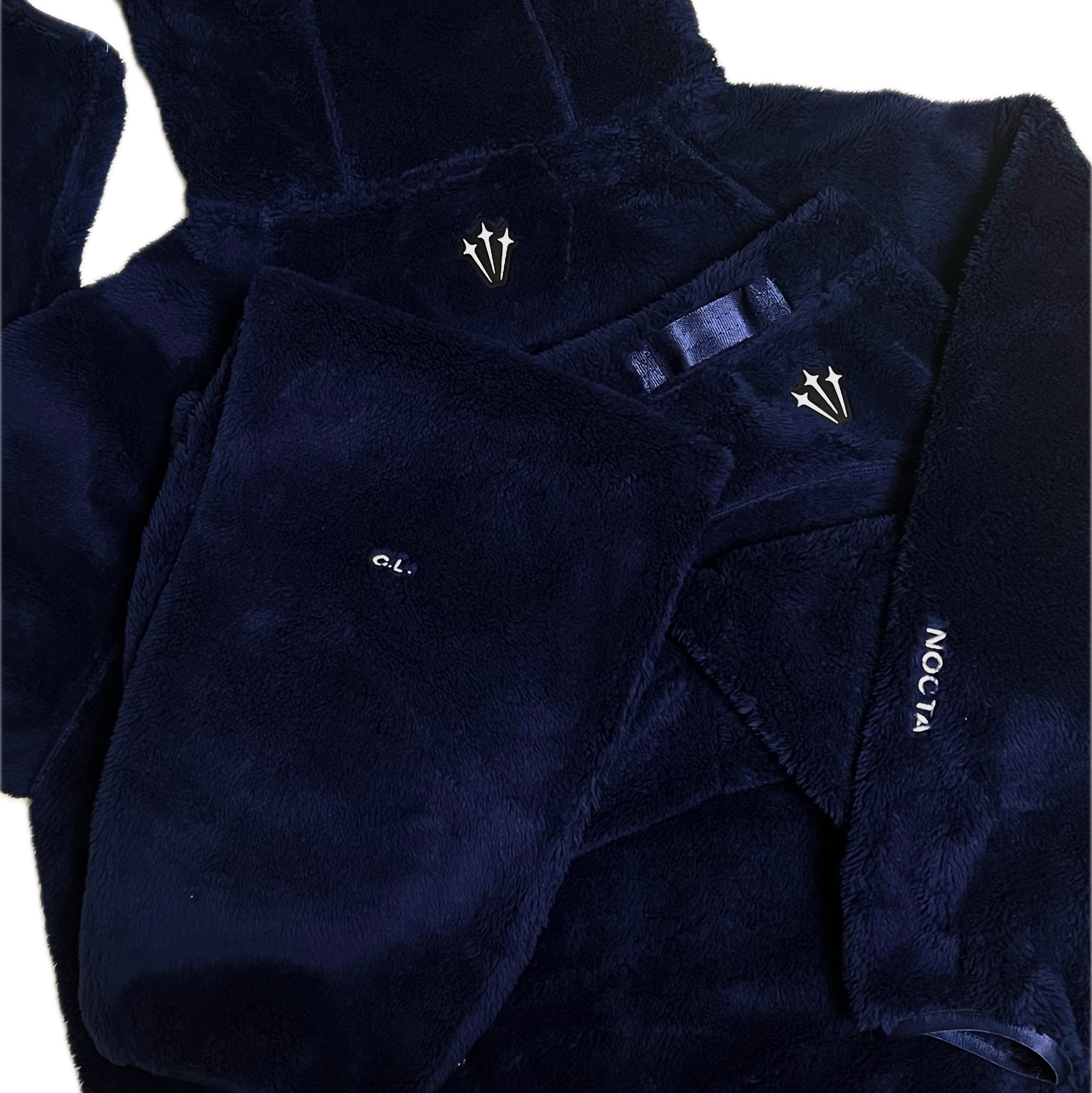 (W) Nike x Drake Nocta 8K Peaks Fleece Hoodie Midnight Navy (DV3645-410), Nike x Drake Nocta 8K Peaks Track Pants Black (FZ3480-010) 착용 스타일