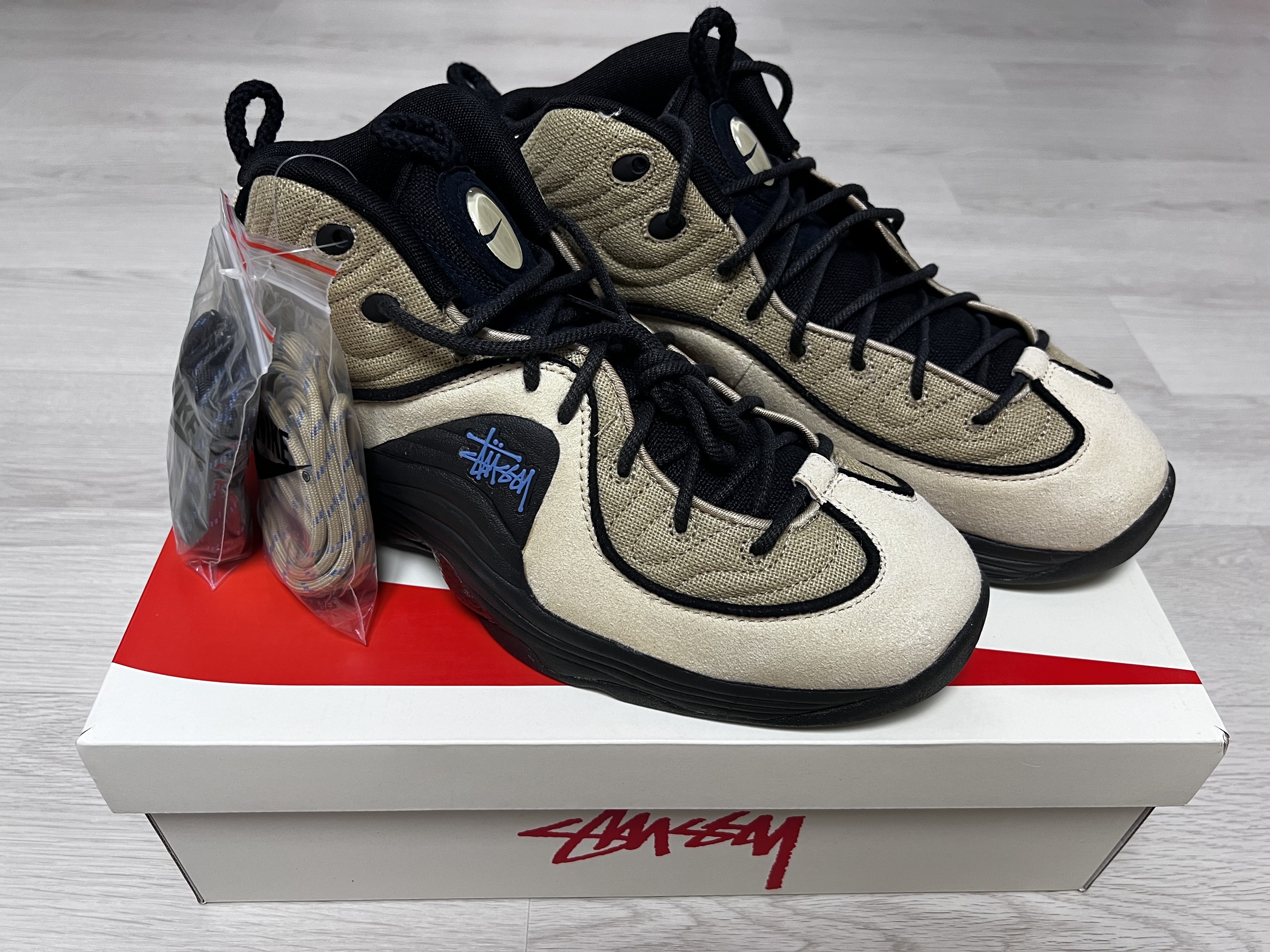 Nike x Stussy Air Penny II Rattan and Limestone 착용 스타일