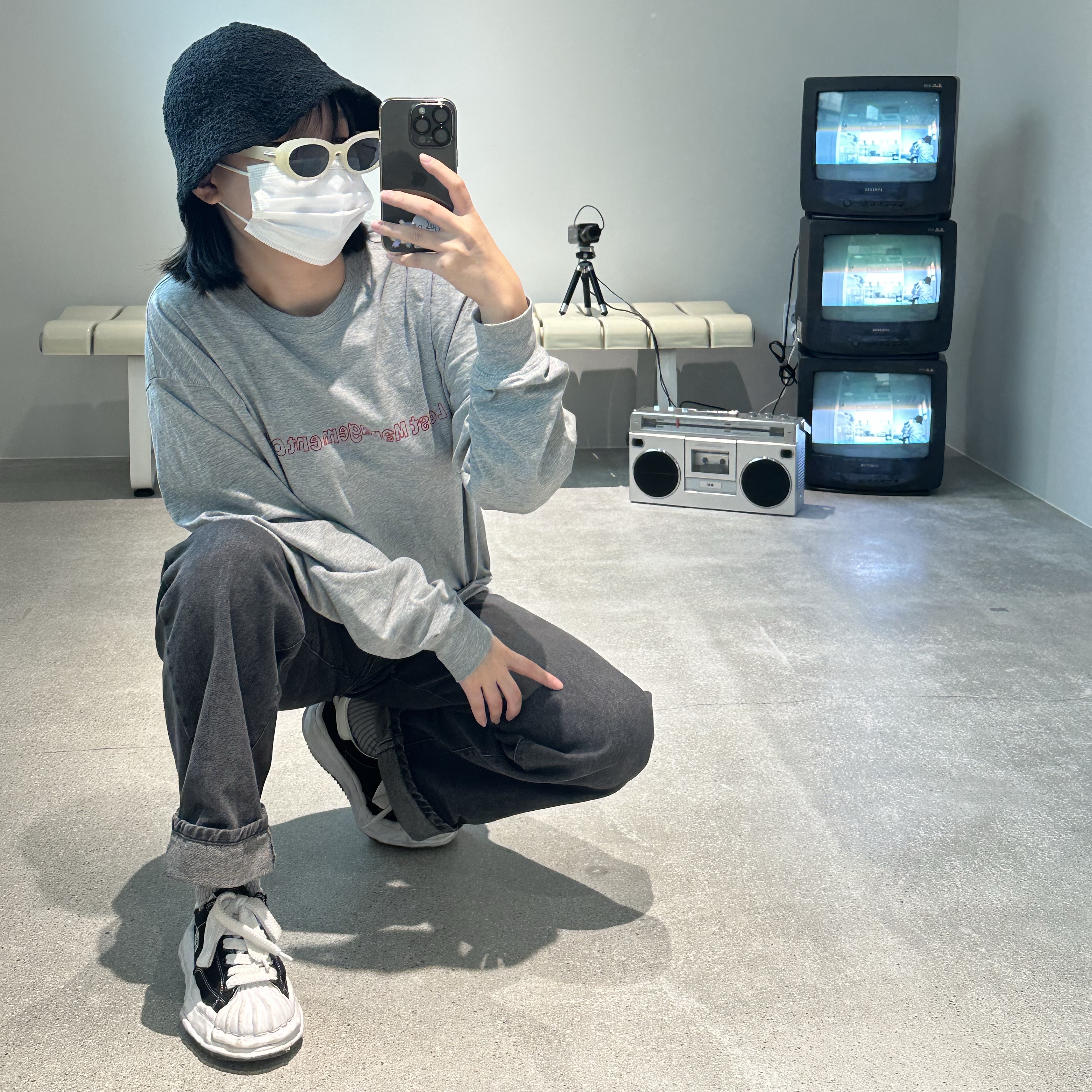 Maison Mihara Yasuhiro Blakey OG Sole Canvas Low-top Sneakers Black White 착용 스타일
