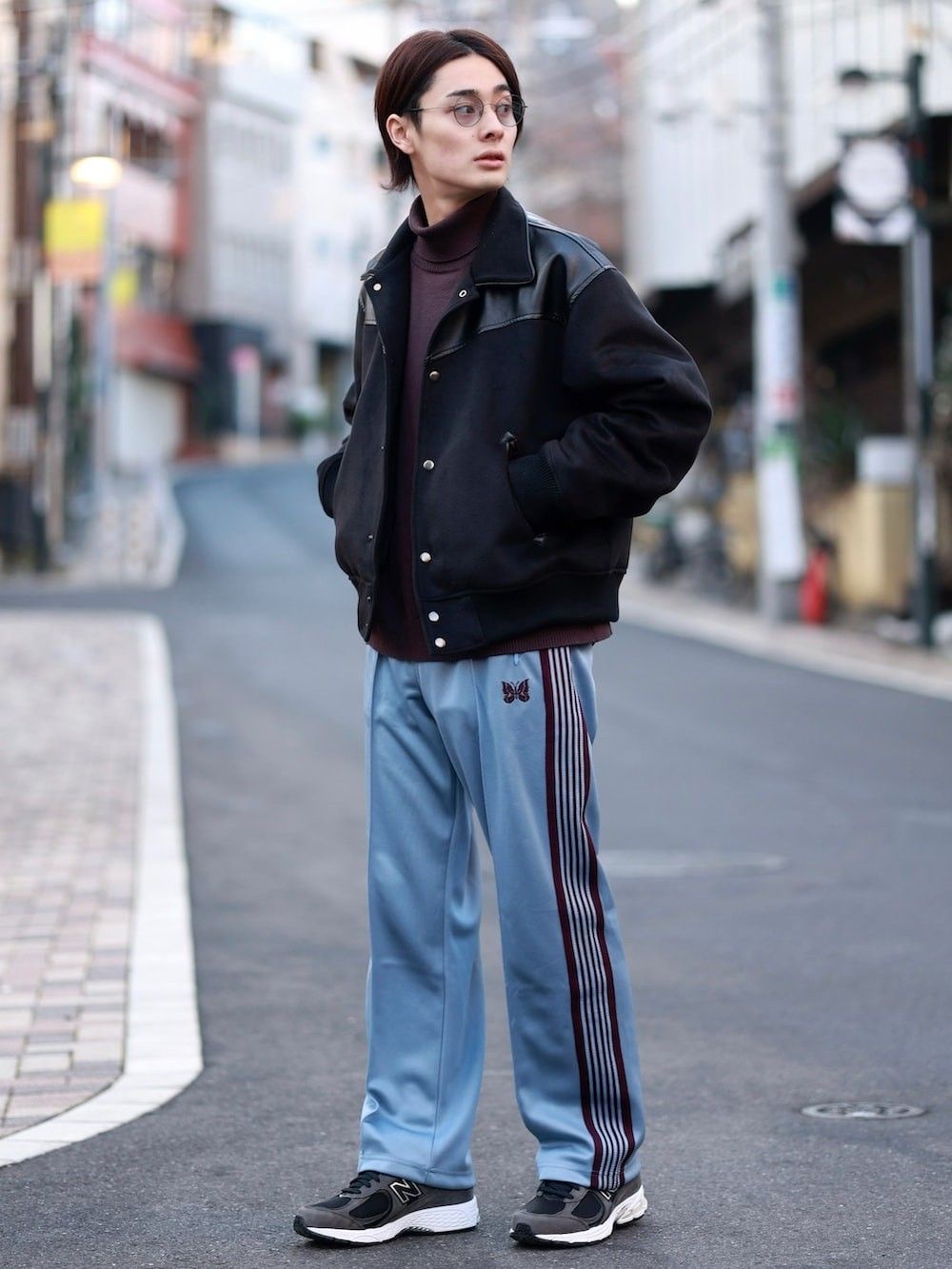 Needles R.C. Track Jacket Velour Black, Needles Track Jacket Poly Smooth Dk.Green 착용 스타일 - 4