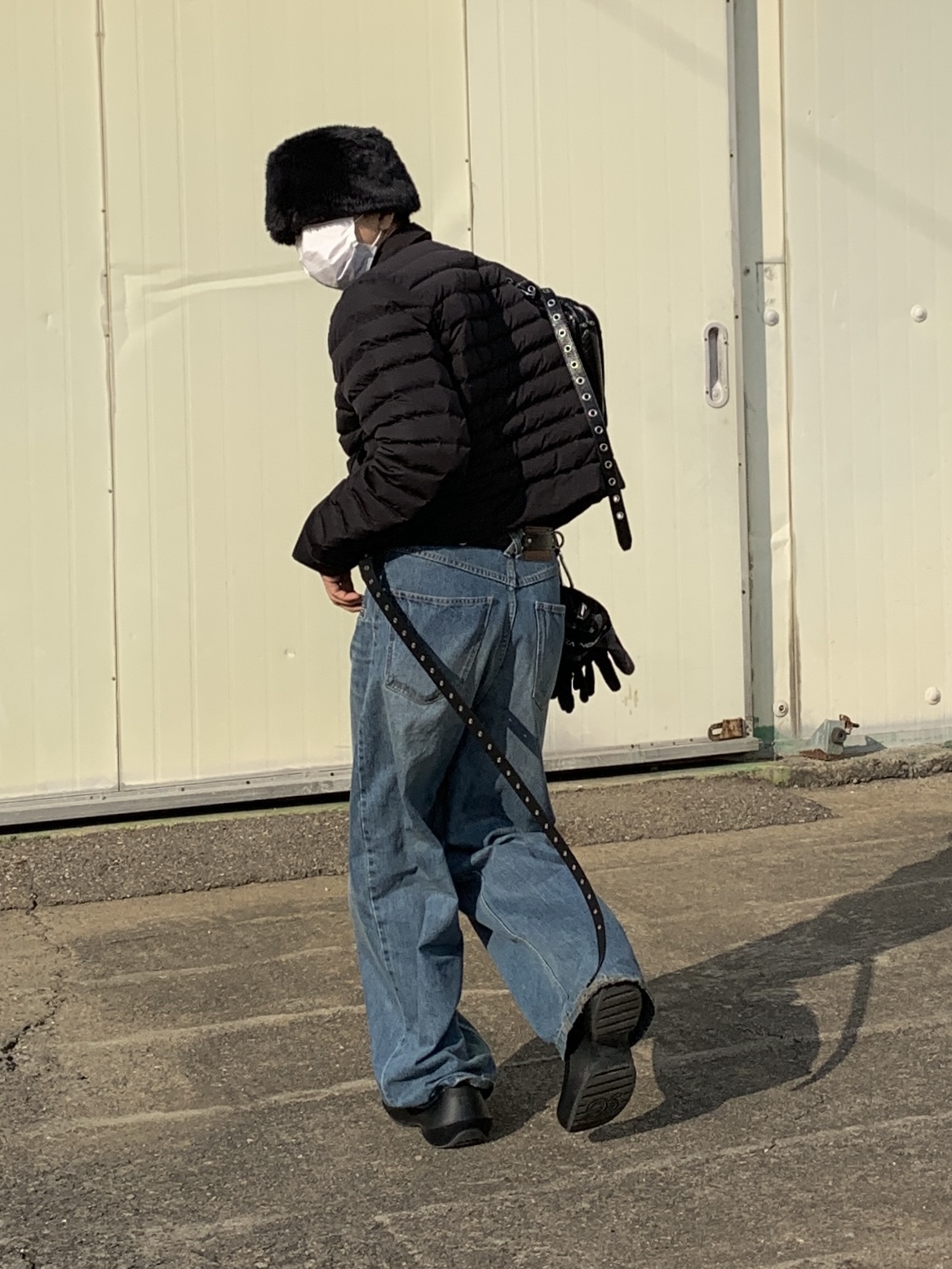 Balenciaga Arena Lambskin Aged Silver Hardware Le Cagole XS Flap Bag Black, Project G/R BDSM Belt Black 착용 스타일 - 1