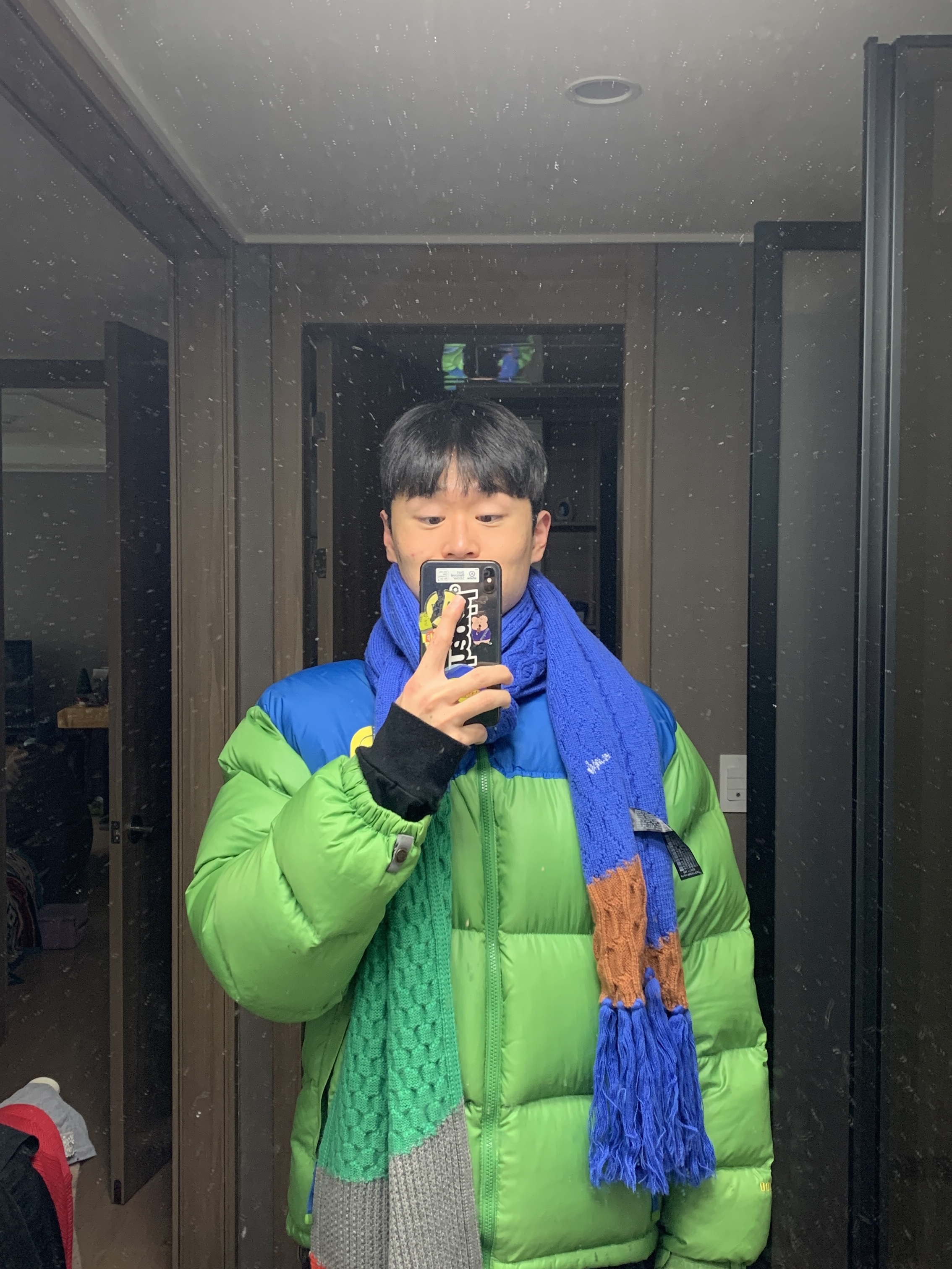 Ader Error x Zara Scarf Blue 착용 스타일 - 1