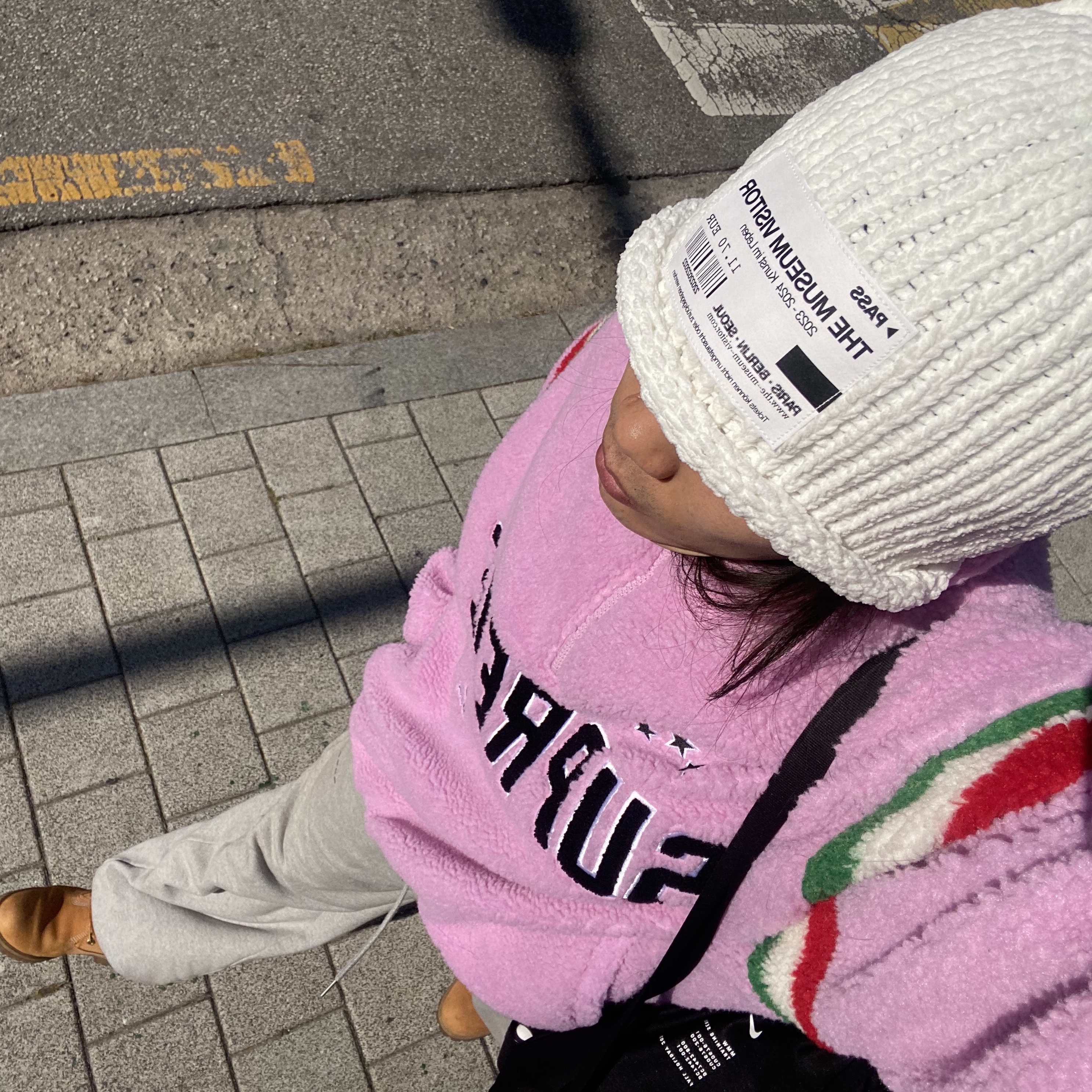 Supreme Arc Half Zip Fleece Pullover Pink - 23FW 착용 스타일