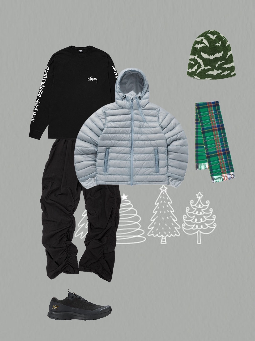 Supreme Featherweight Down Puffer Jacket Olive - 23FW, Supreme Boiled Wool S Logo 6-Panel Black - 22FW 착용 스타일 - 4