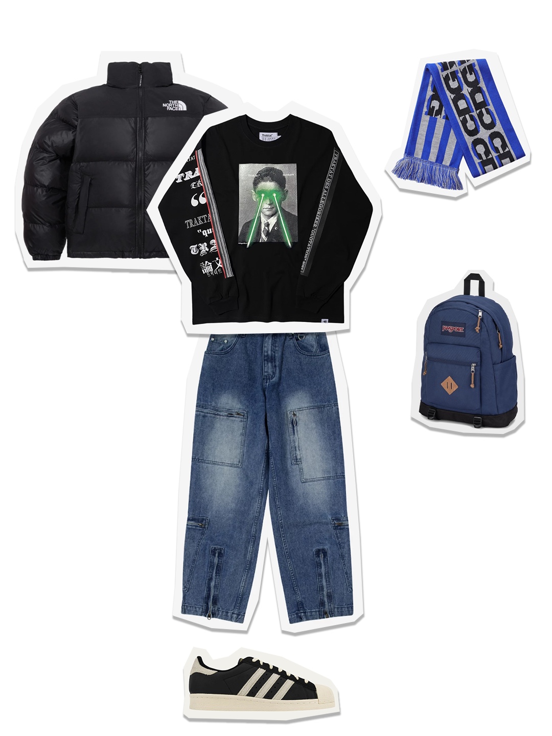 The North Face On Ball Jacket Black, Thevinylhouse Flight Denim Pants Navy 착용 스타일