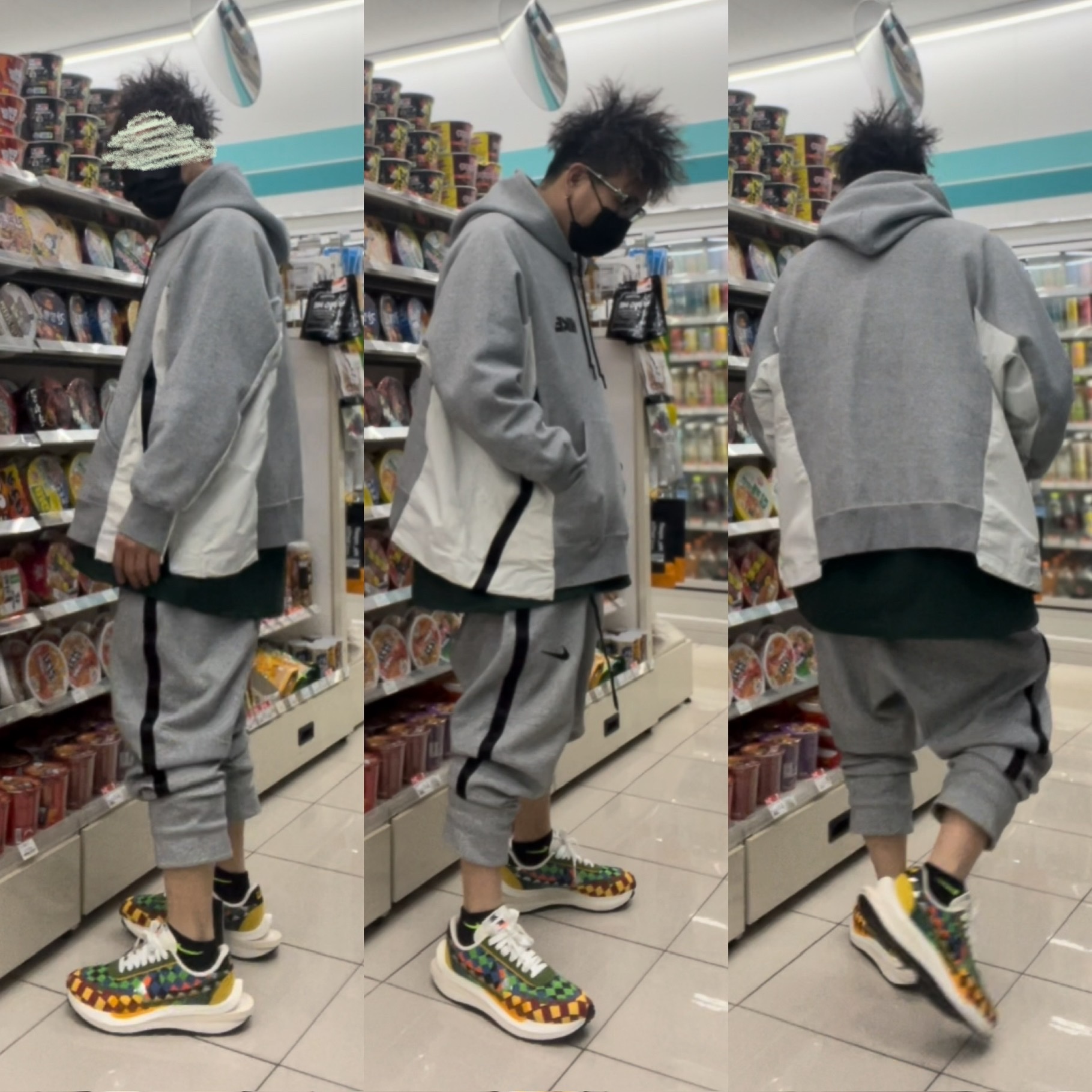 Nike x Sacai x Jean Paul Gaultier LDVaporWaffle Mix Low Green Gusto Safety Orange 착용 스타일