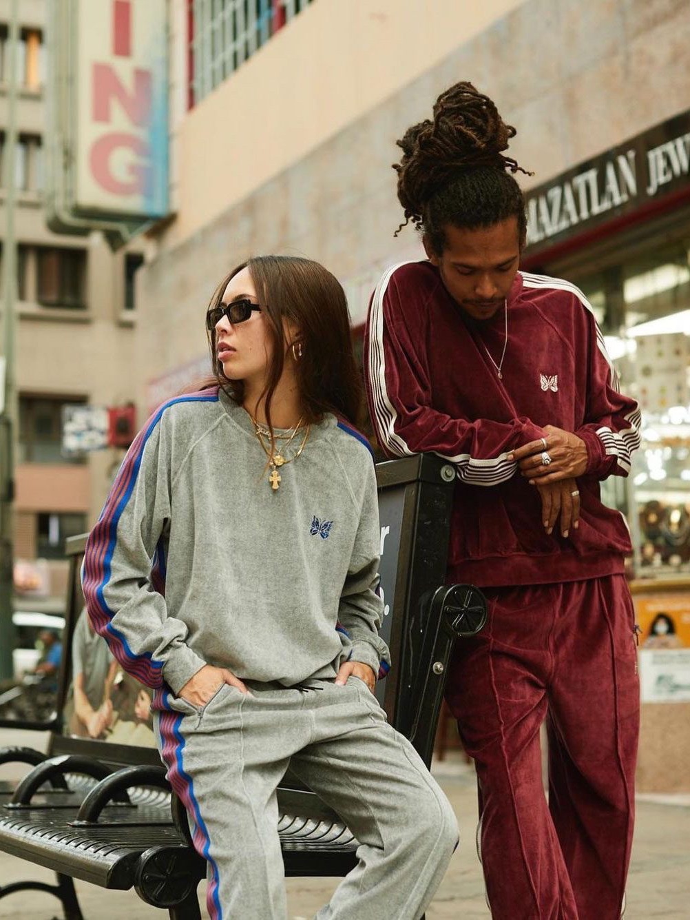 Needles R.C. Track Jacket Velour Black, Needles Track Jacket Poly Smooth Dk.Green 착용 스타일 - 5
