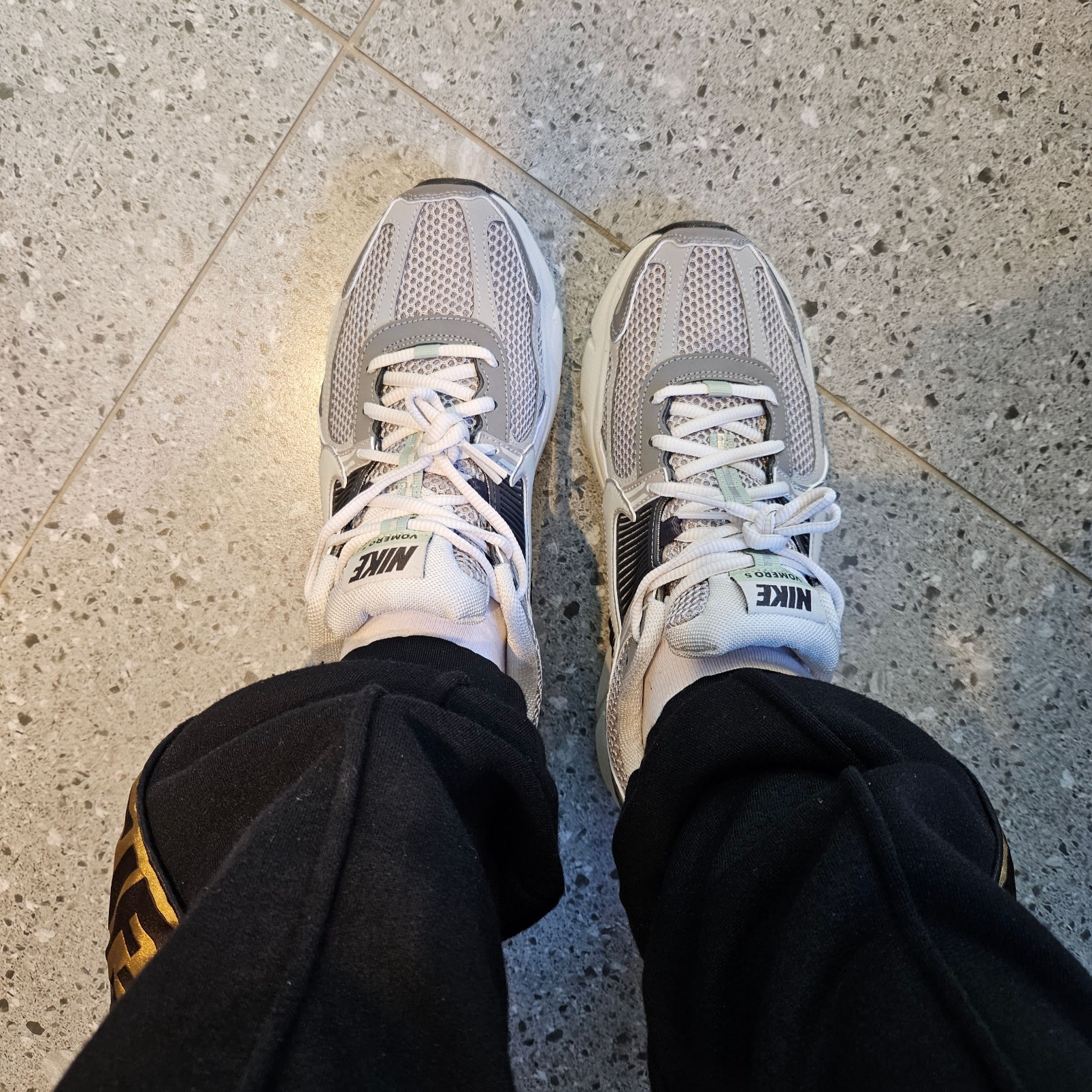(W) Nike Zoom Vomero 5 Cobblestone and Flat Pewter 착용 스타일