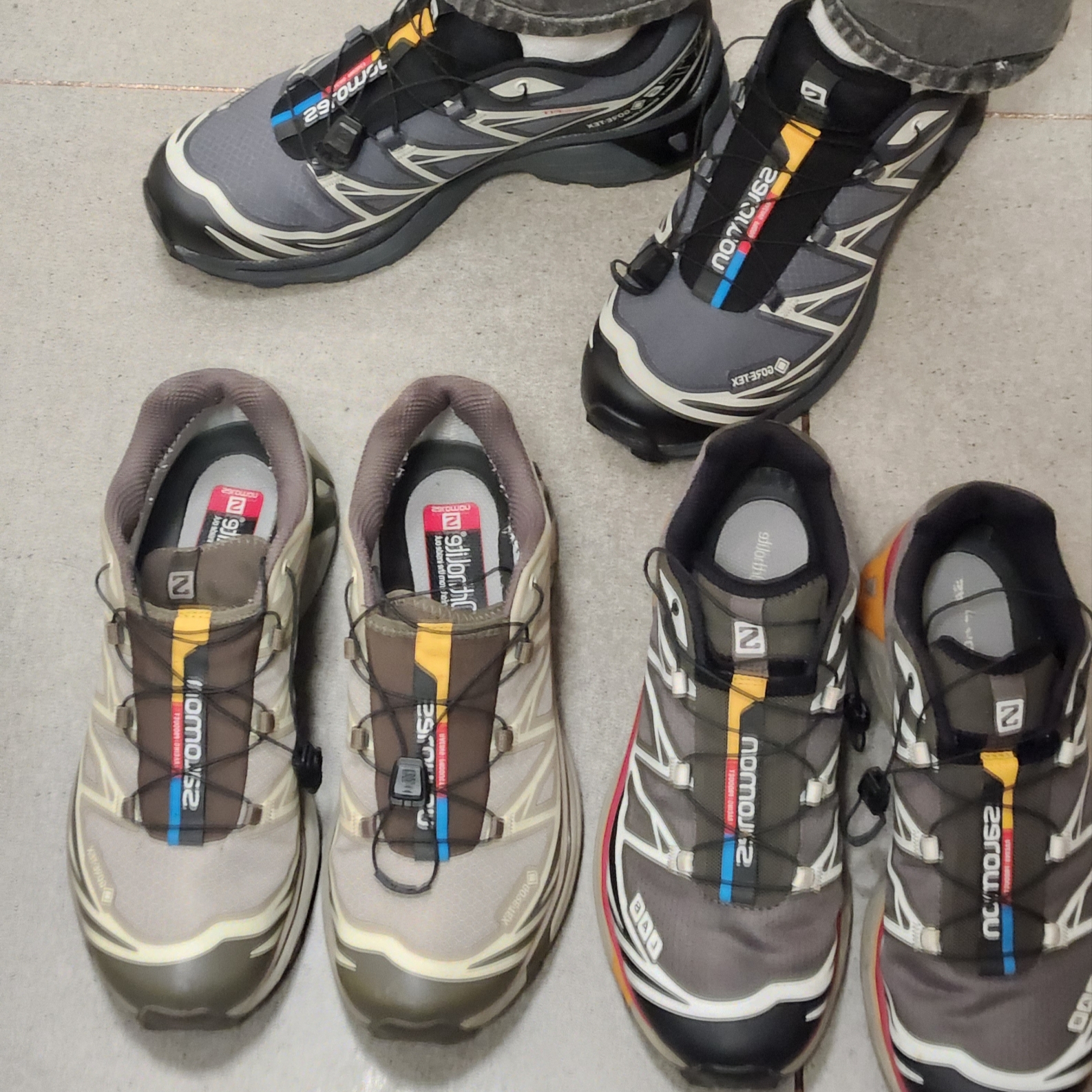 Salomon XT-6 Gore-Tex Black Ebony, Salomon XT-6 Beluga Russet Orange 착용 스타일 - 3