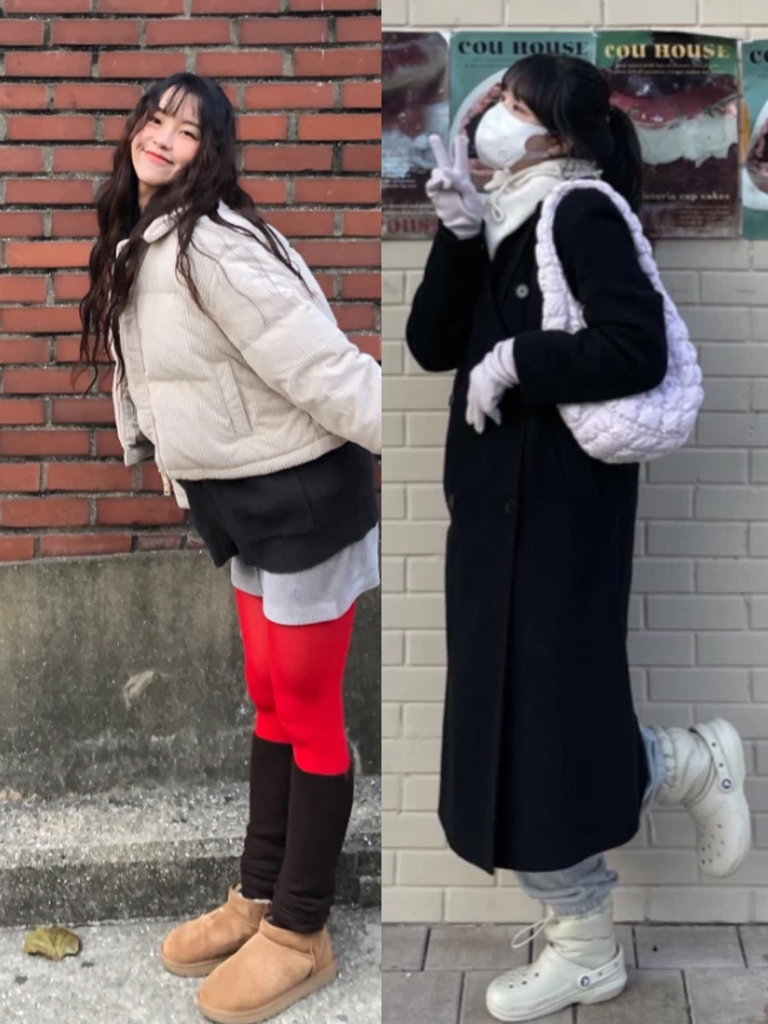 Crocs Classic Lined Neo Puff Boot Black, Adidas Puffylette Core Black 착용 스타일 - 3