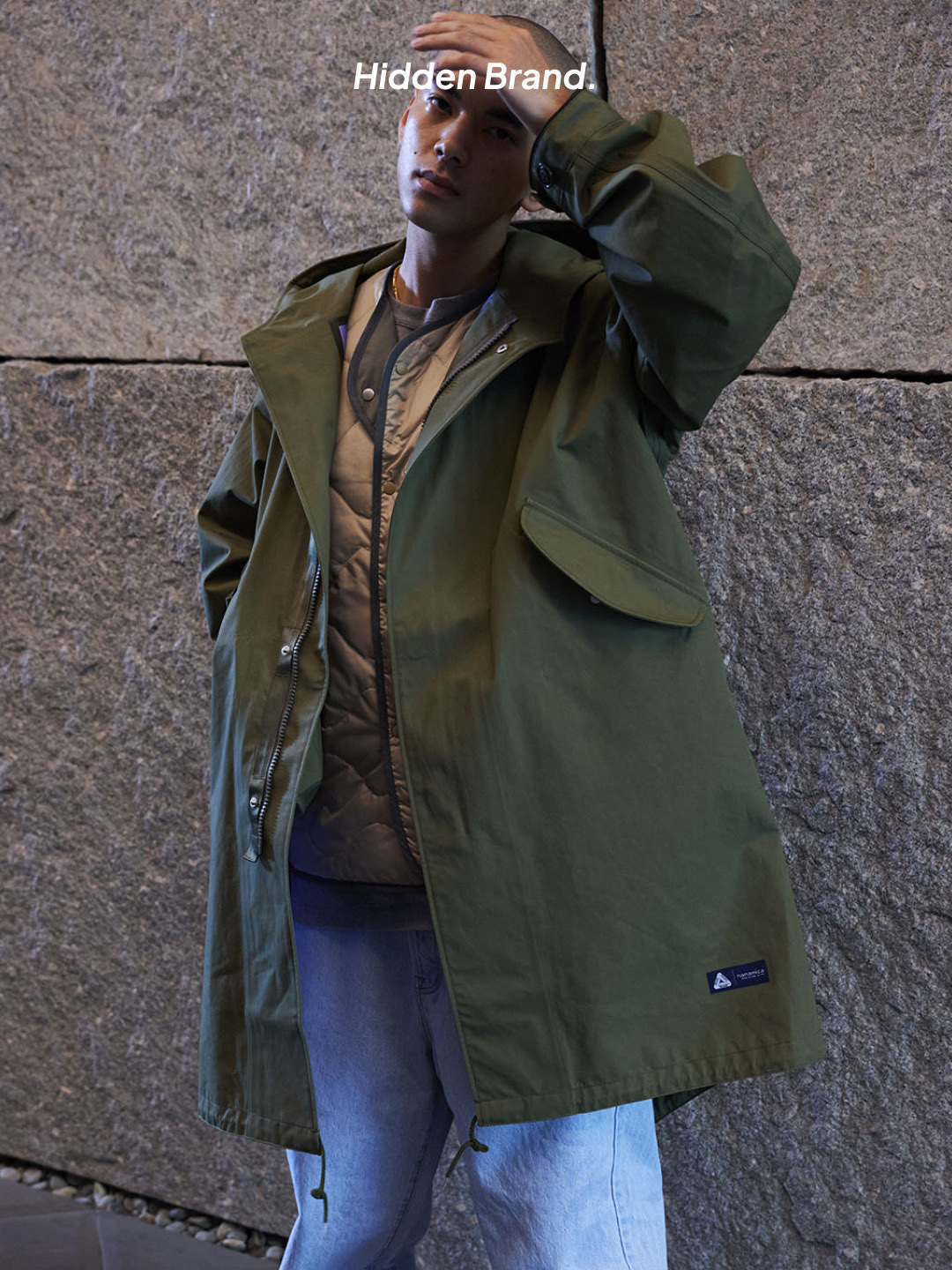 Nanamica 2L Gore-Tex Cruiser Jacket Beige, Nanaica x Palace Gore-Tex Hooded Coat Sage Green - 23FW 착용 스타일 - 4