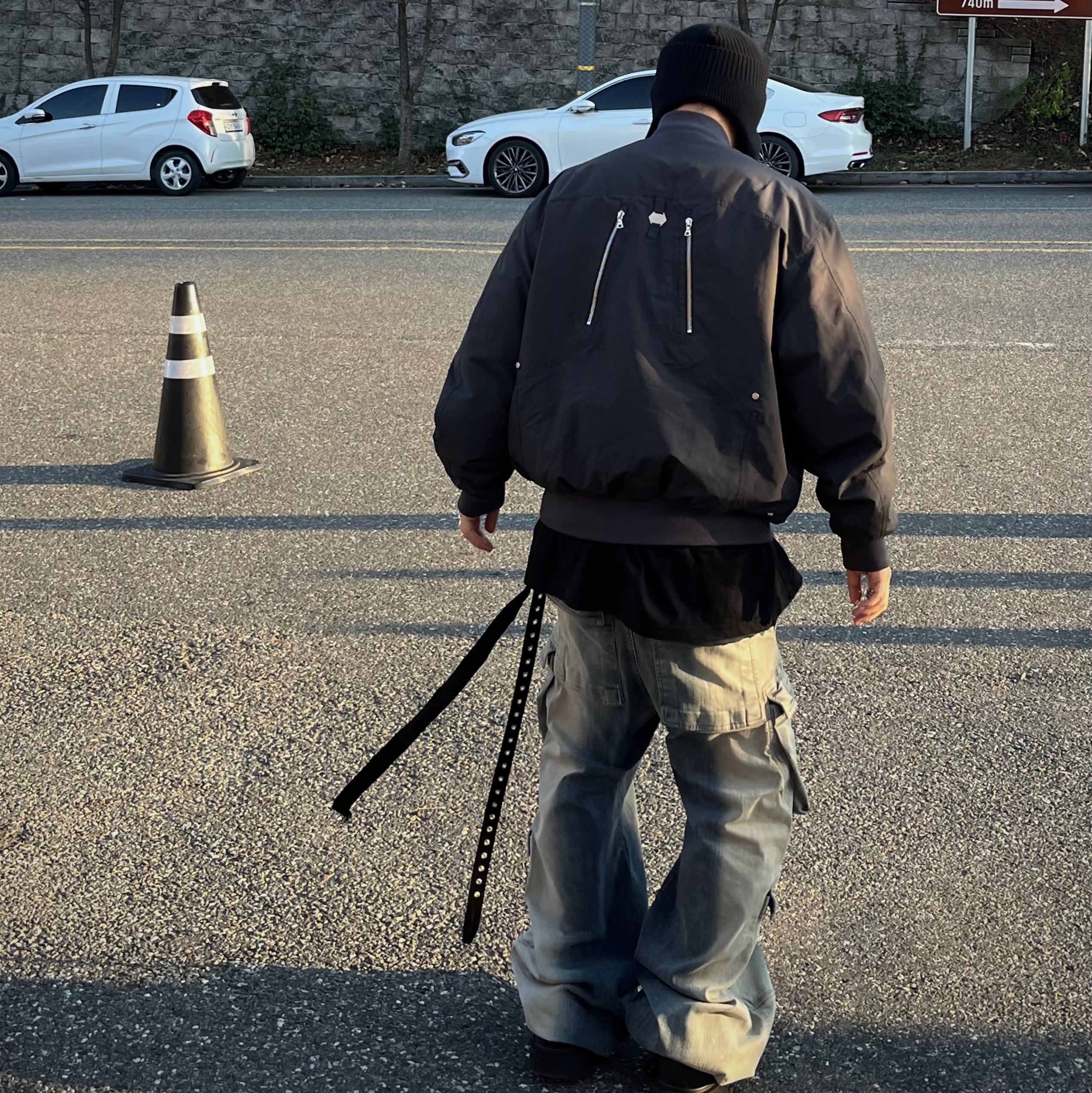 Undermycar x Ohhyunseog Boltume.1 Hardware Combo Flight Jacket Turbulence - 22SS, Project G/R BDSM Belt Black 착용 스타일 - 3