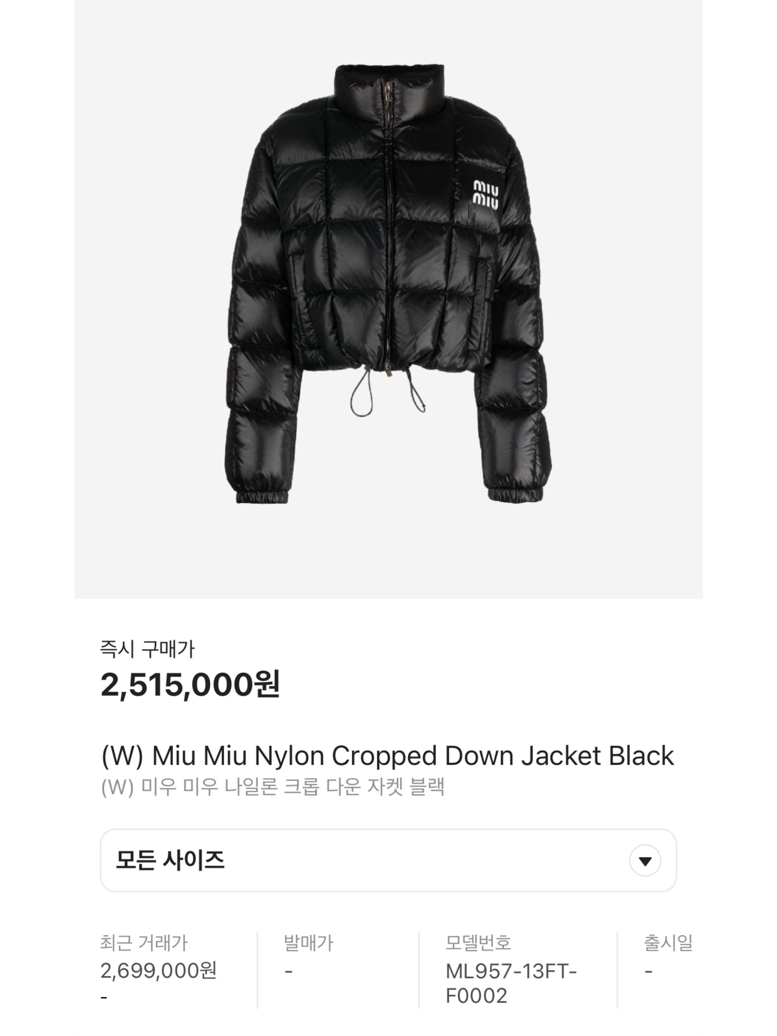 (W) The North Face Nuptse Short Jacket Black, (W) Miu Miu Nylon Cropped Down Jacket Black 착용 스타일 - 9