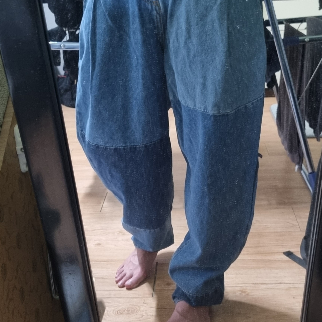 Zara x Ader Error Barrel Leg Jeans Blue 착용 스타일