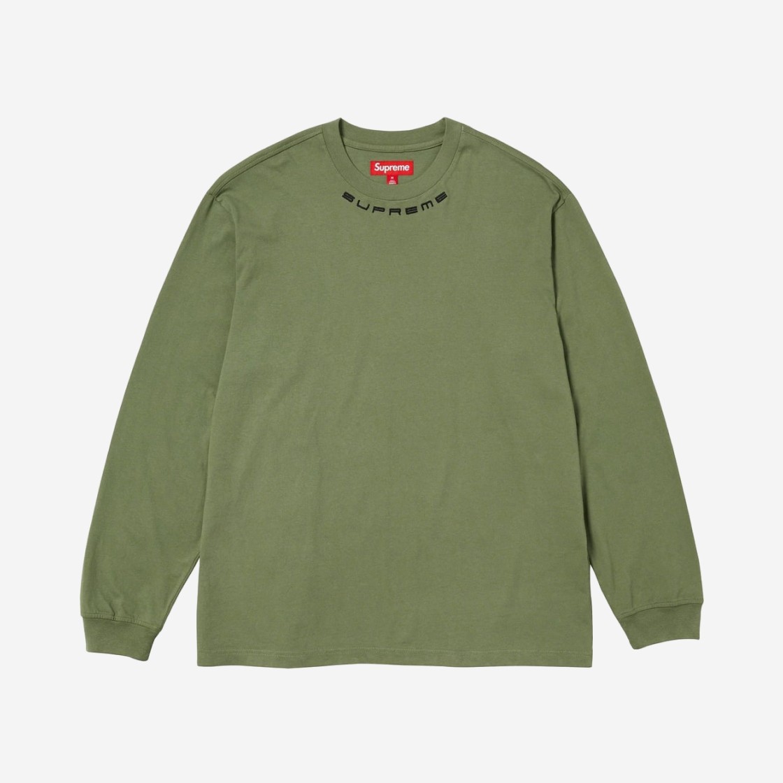 Supreme Collar Logo L/S Top Olive - 23FW 상세 이미지 1