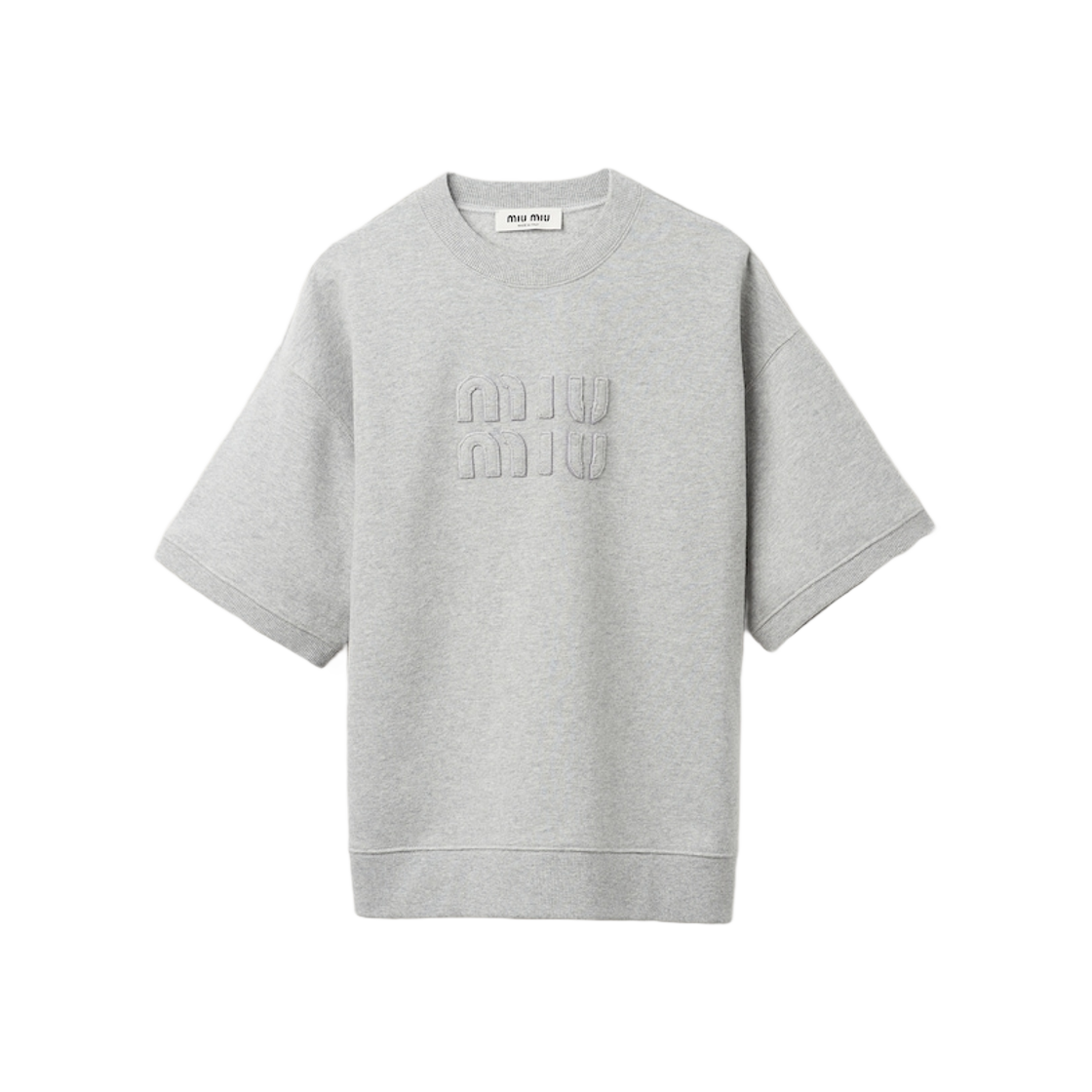 (W) Miu Miu Embroidered Cotton Sweatshirt Grey 상세 이미지 1