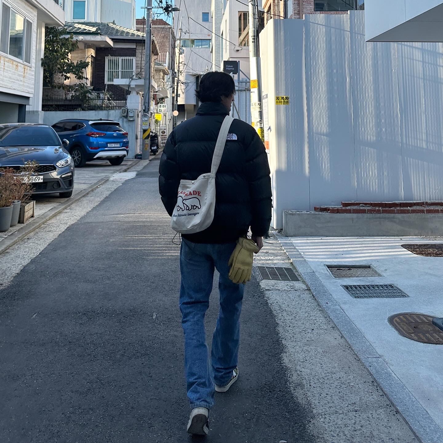 The North Face 1996 Retro Nuptse Down Jacket TNF Black, Adidas x BAPE Superstar 80s Green Camo 착용 스타일 - 2