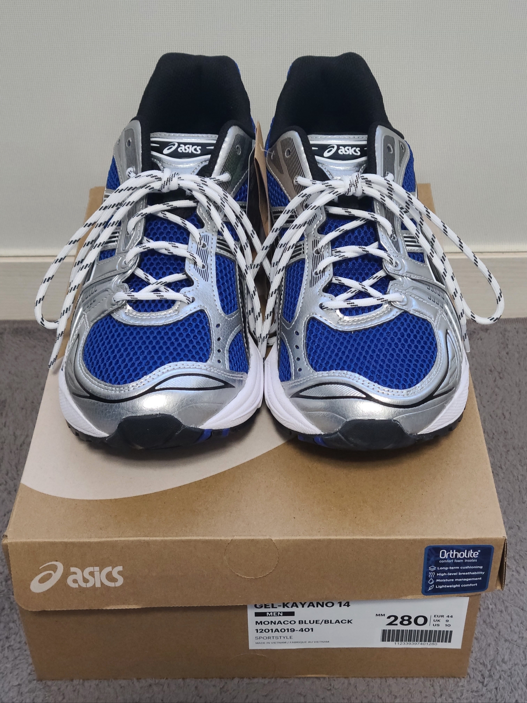 Asics Gel-Kayano 14 Monaco Blue Black 착용 스타일 - 1
