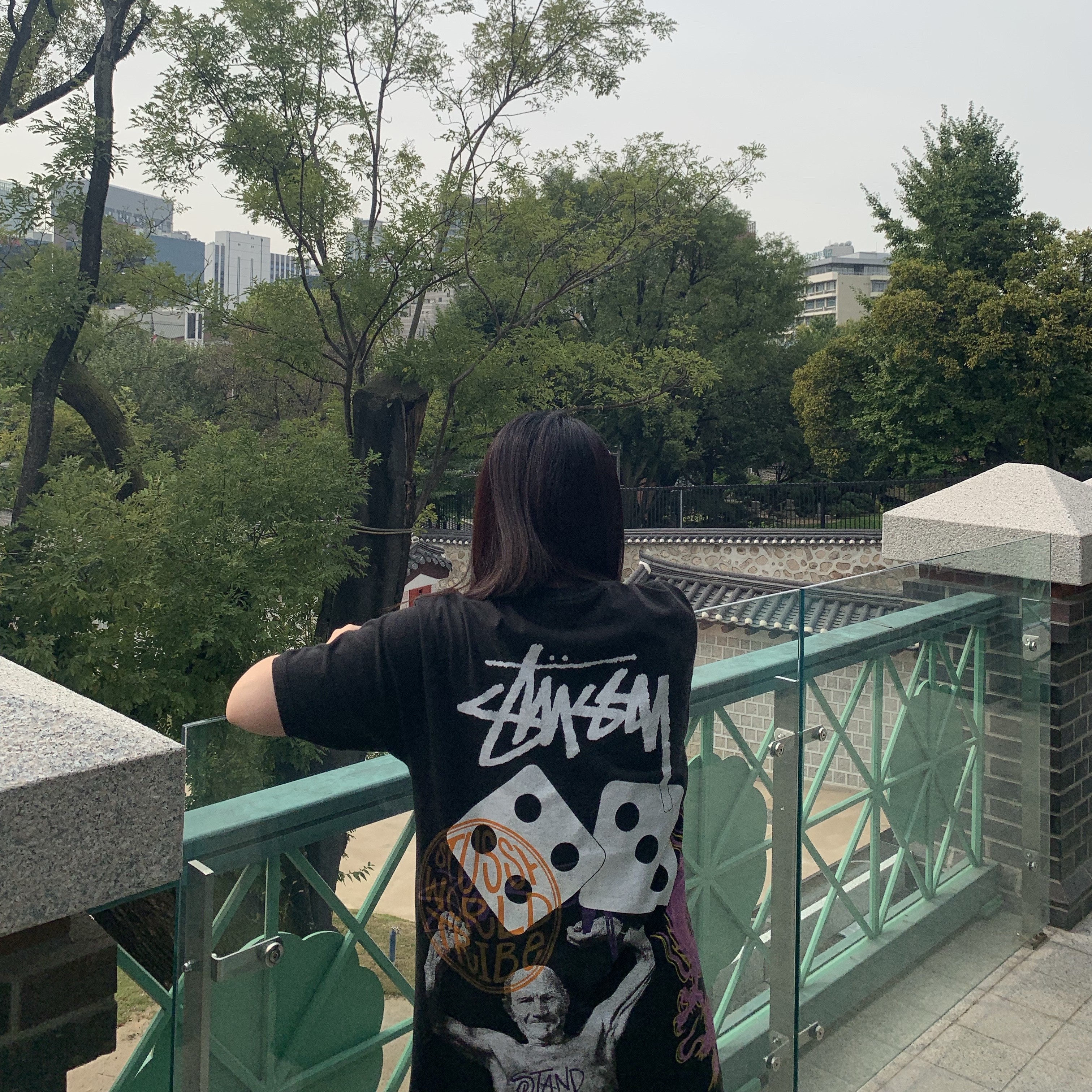 Stussy Strike Pigment Dyed T-Shirt Black, (W) Nike Air Force 1 '07 Low White 착용 스타일 - 2