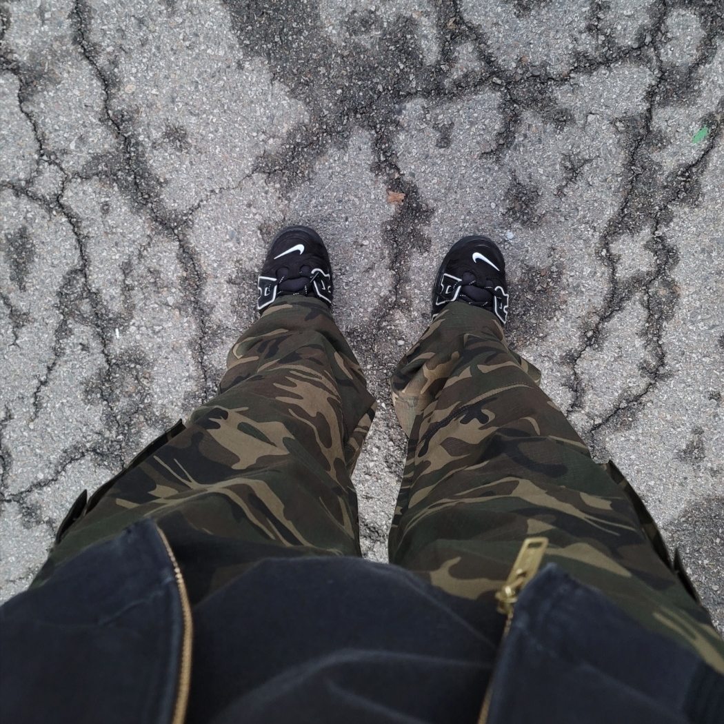 Nike x Ambush Air More Uptempo Low Black and White 착용 스타일