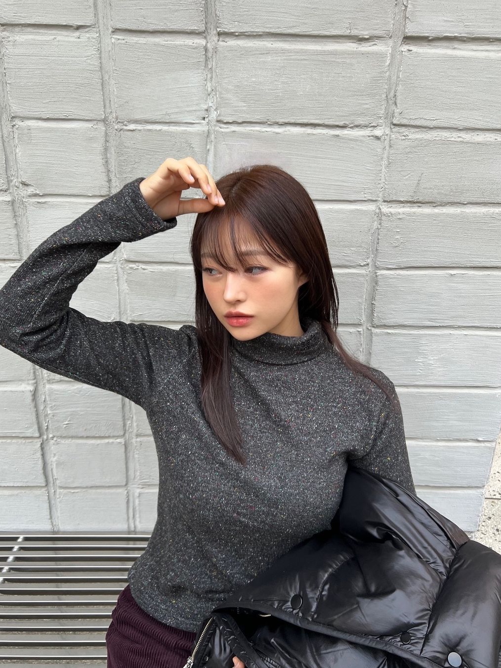 Safarispot Women 1/2 Basic Safari Nep Turtle Neck Speckled Black, Safarispot Women 1/2 Basic Safari Nep Turtle Neck Speckled Gray 착용 스타일 - 1