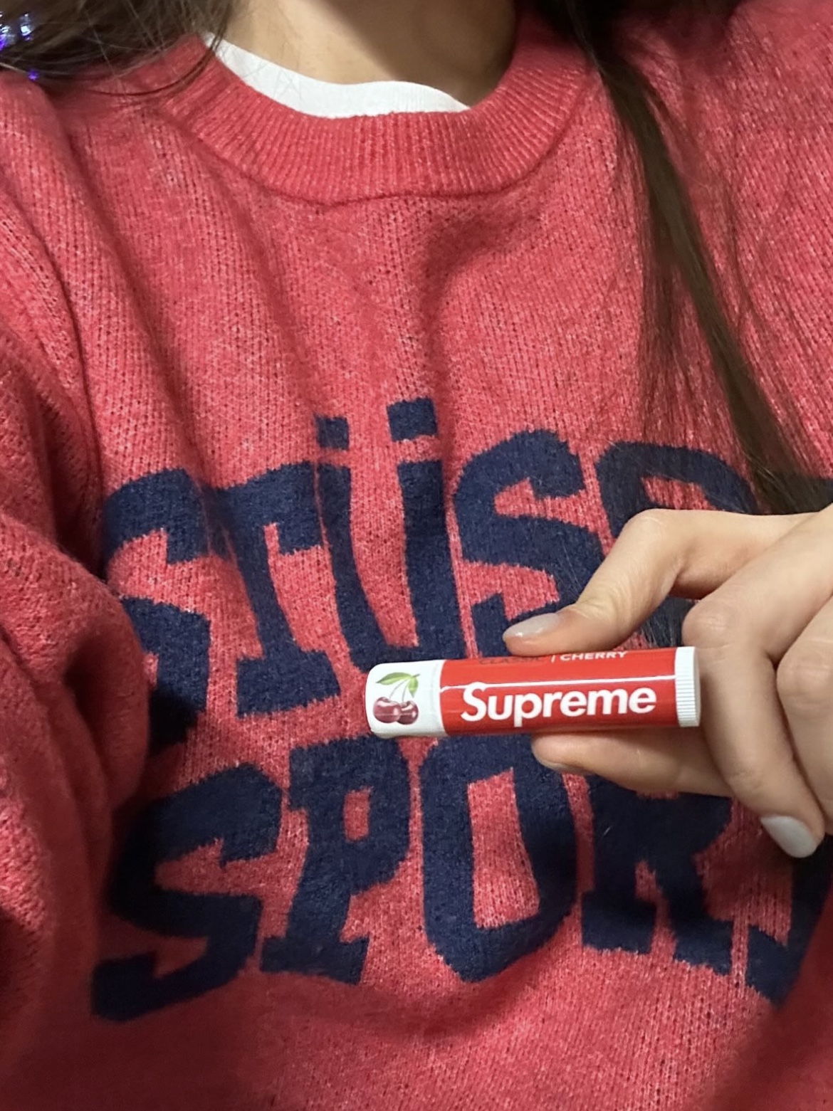 Stussy Sport Sweater Red 착용 스타일