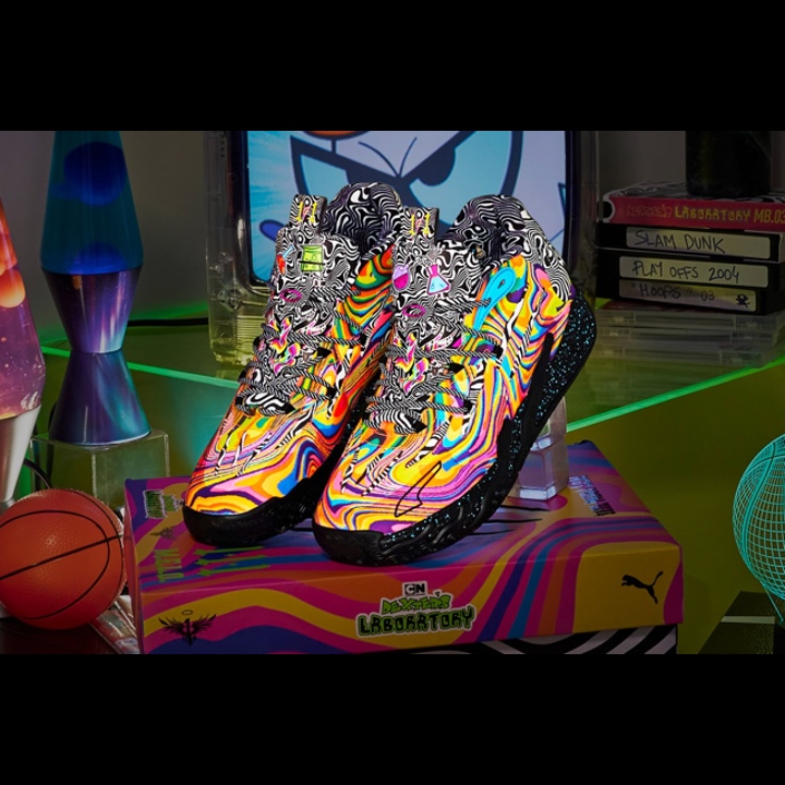 Puma MB.03 Lamelo Ball Toxic, Puma MB.03 Lamelo Ball Fluro Green Fluro Yellow 착용 스타일 - 2