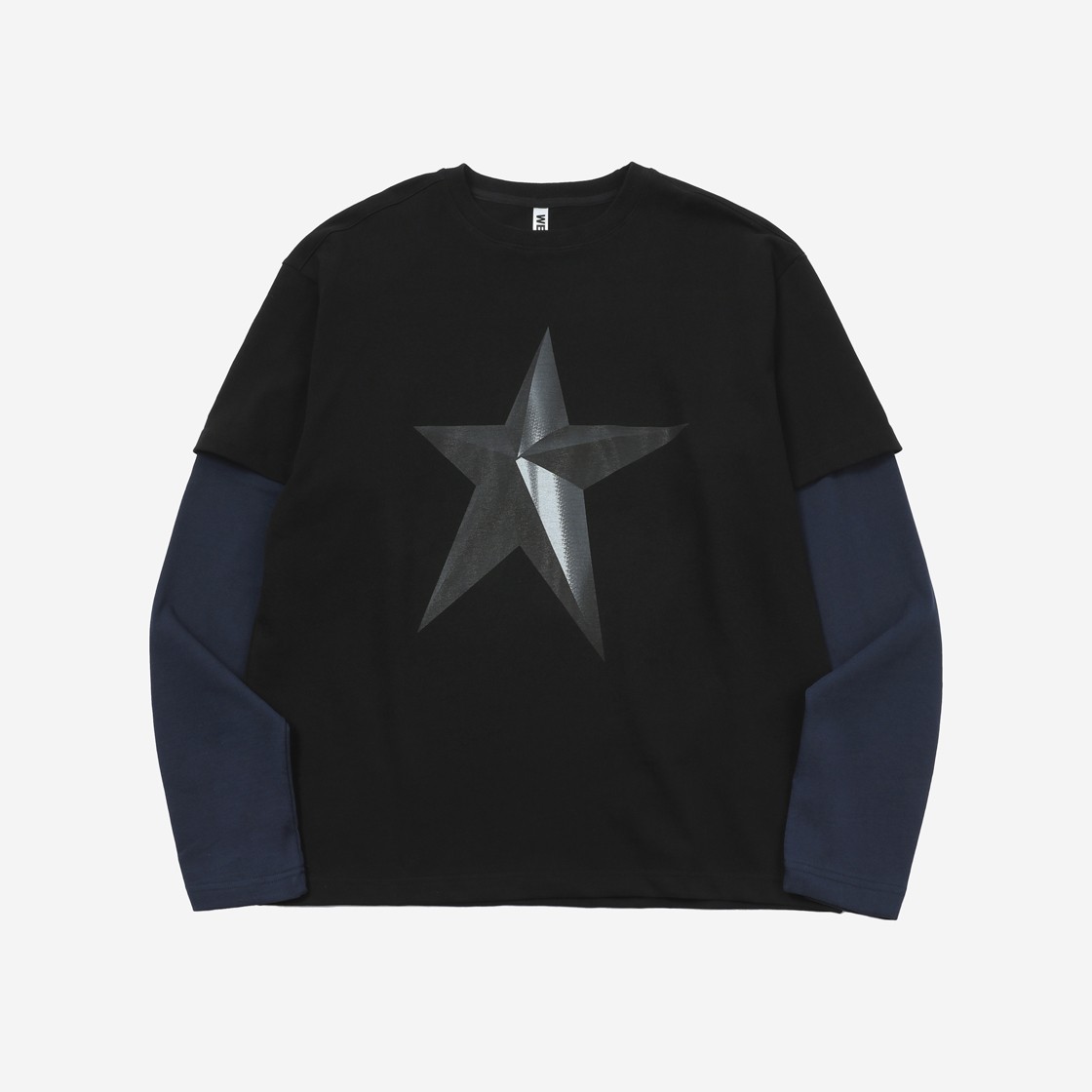 Wesken Star Printed Layered Tee Black & Navy 상세 이미지 1