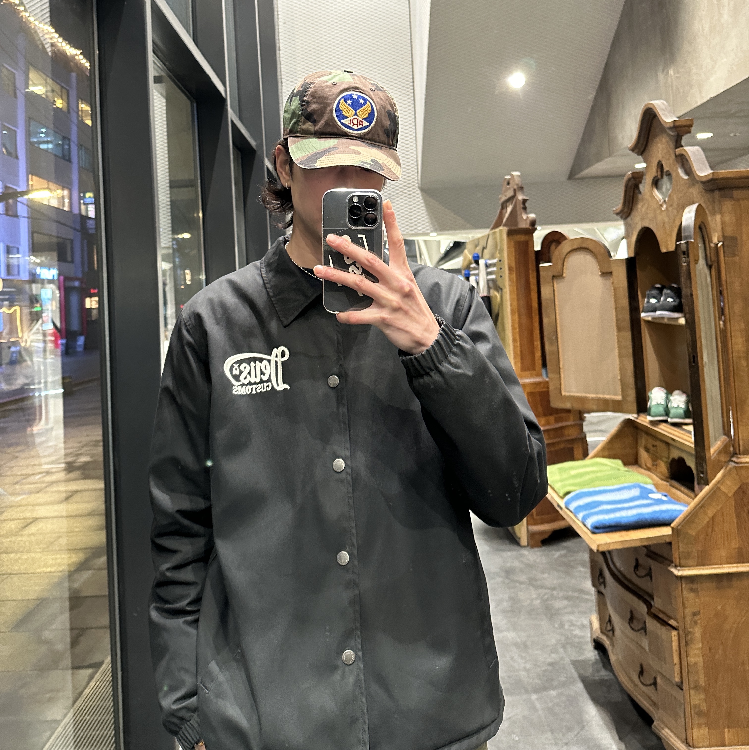 Double RL Garment Dyeing Twill Ball Cap Camouflage 착용 스타일