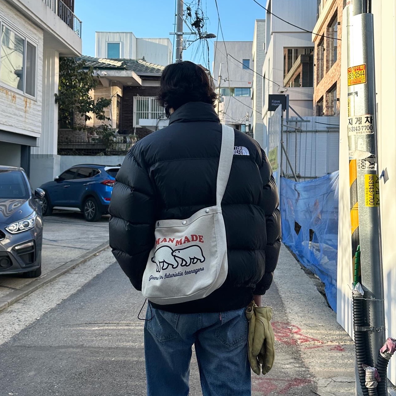 The North Face 1996 Retro Nuptse Down Jacket TNF Black, Adidas x BAPE Superstar 80s Green Camo 착용 스타일 - 3