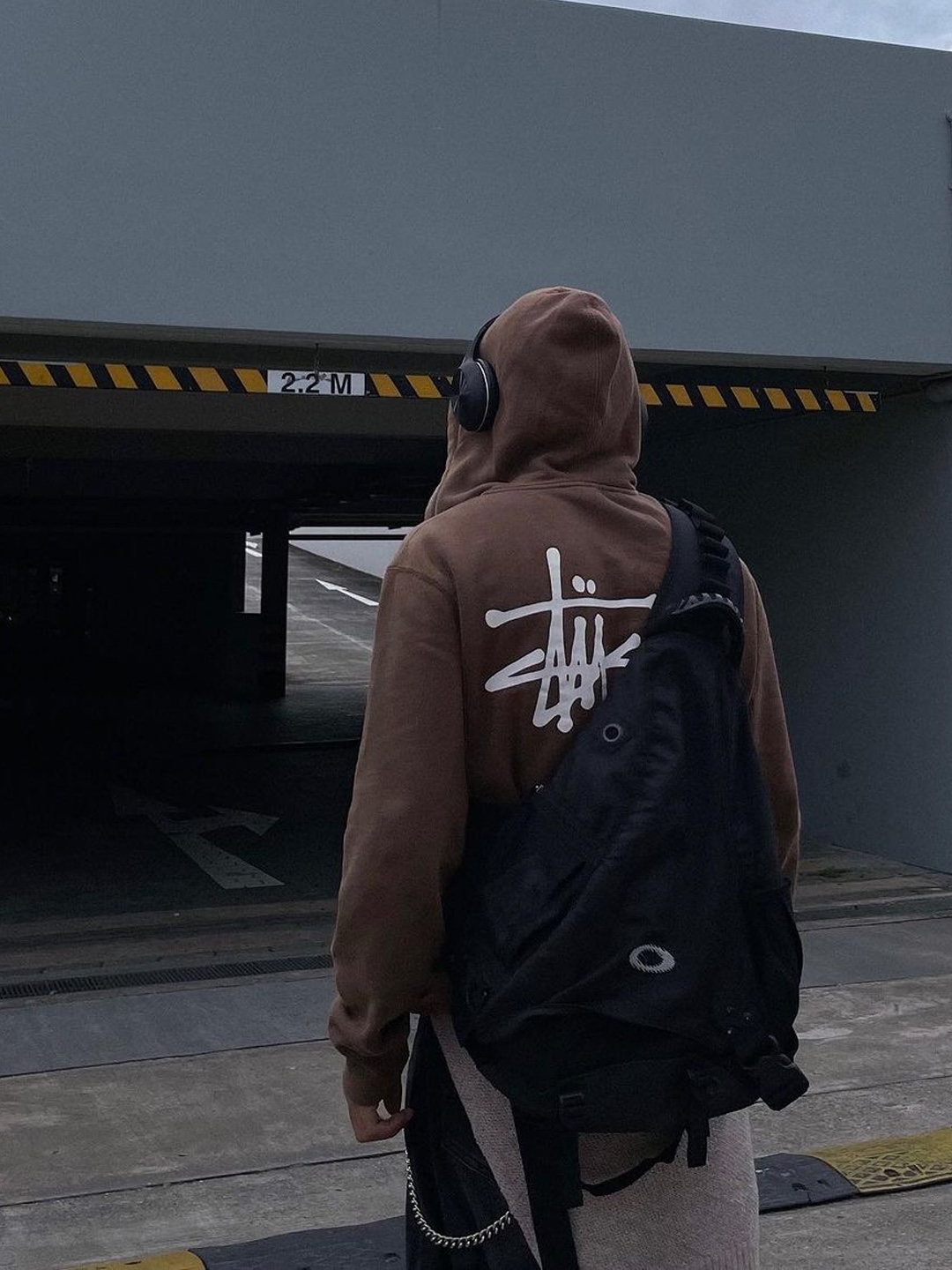 Carhartt Loose Fit Midweight Regular Hoodie Black, Stussy Basic Embroidered Hoodie Brown 착용 스타일 - 3