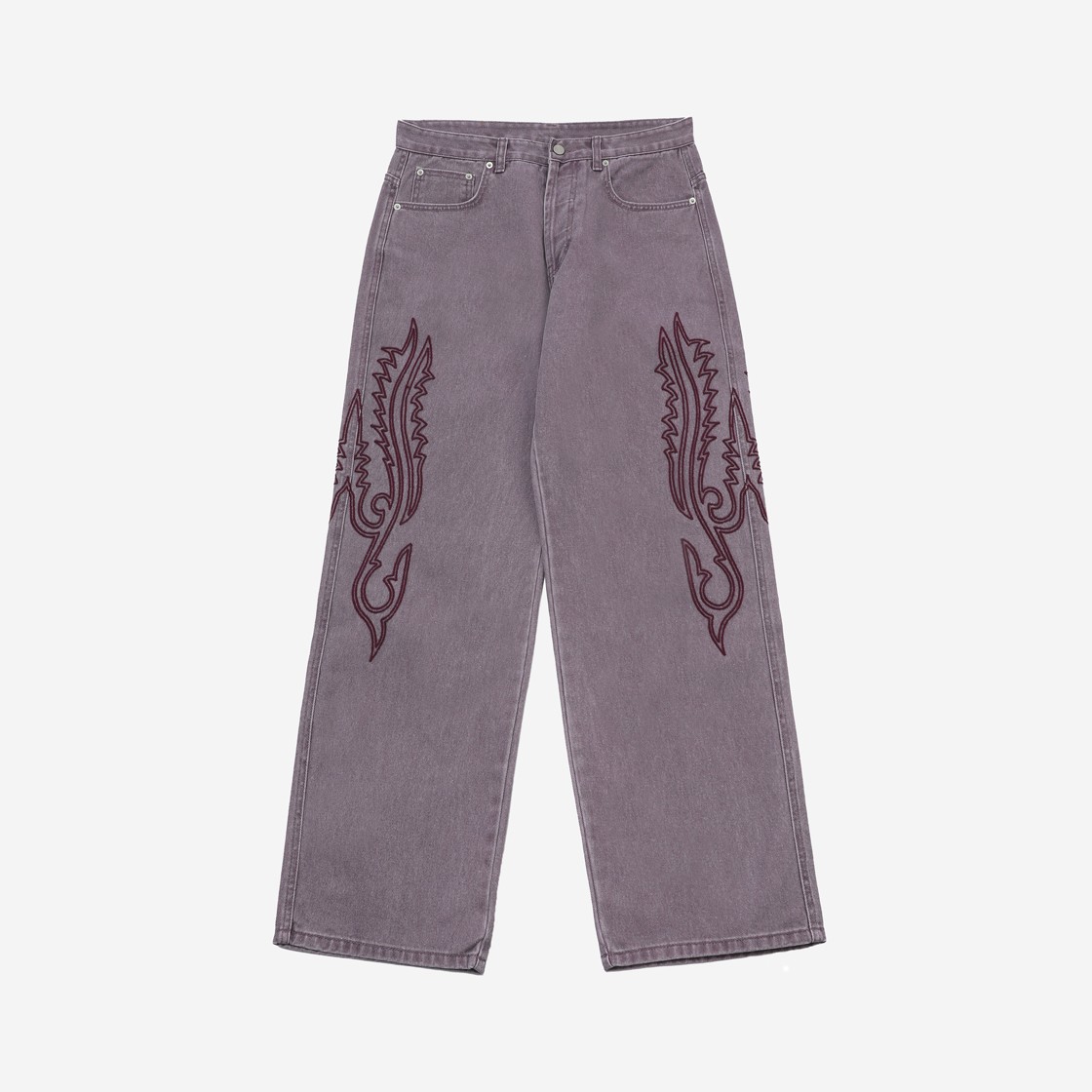 Wesken Western Stitching Embroidery Denim Pants Purple 상세 이미지 1