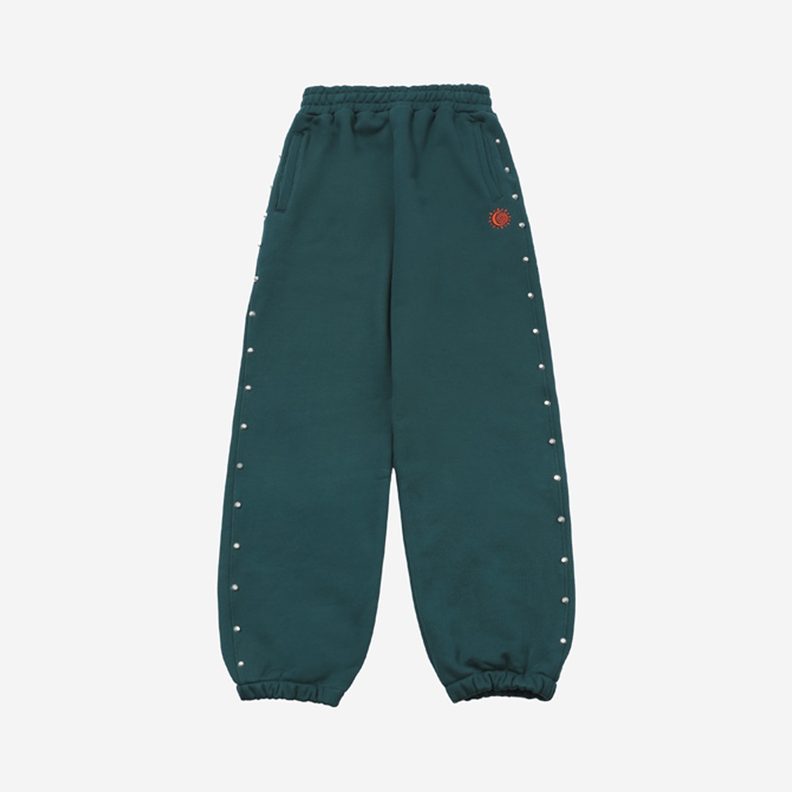 Wesken Aztec Symbol Embroidery Studded Sweatpants Green 상세 이미지 1