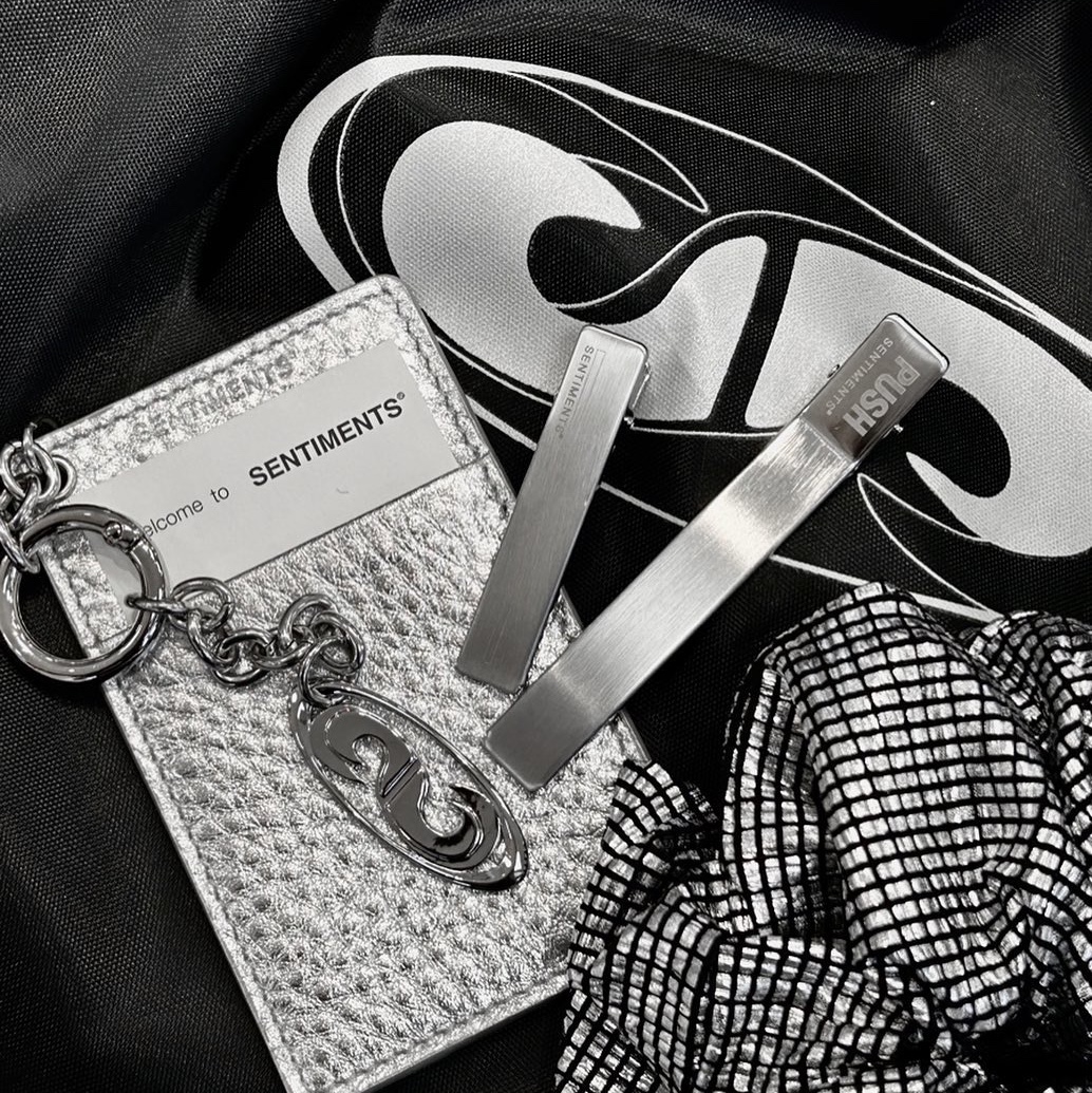 Sentiments No.404 Card Wallet Silver 착용 스타일