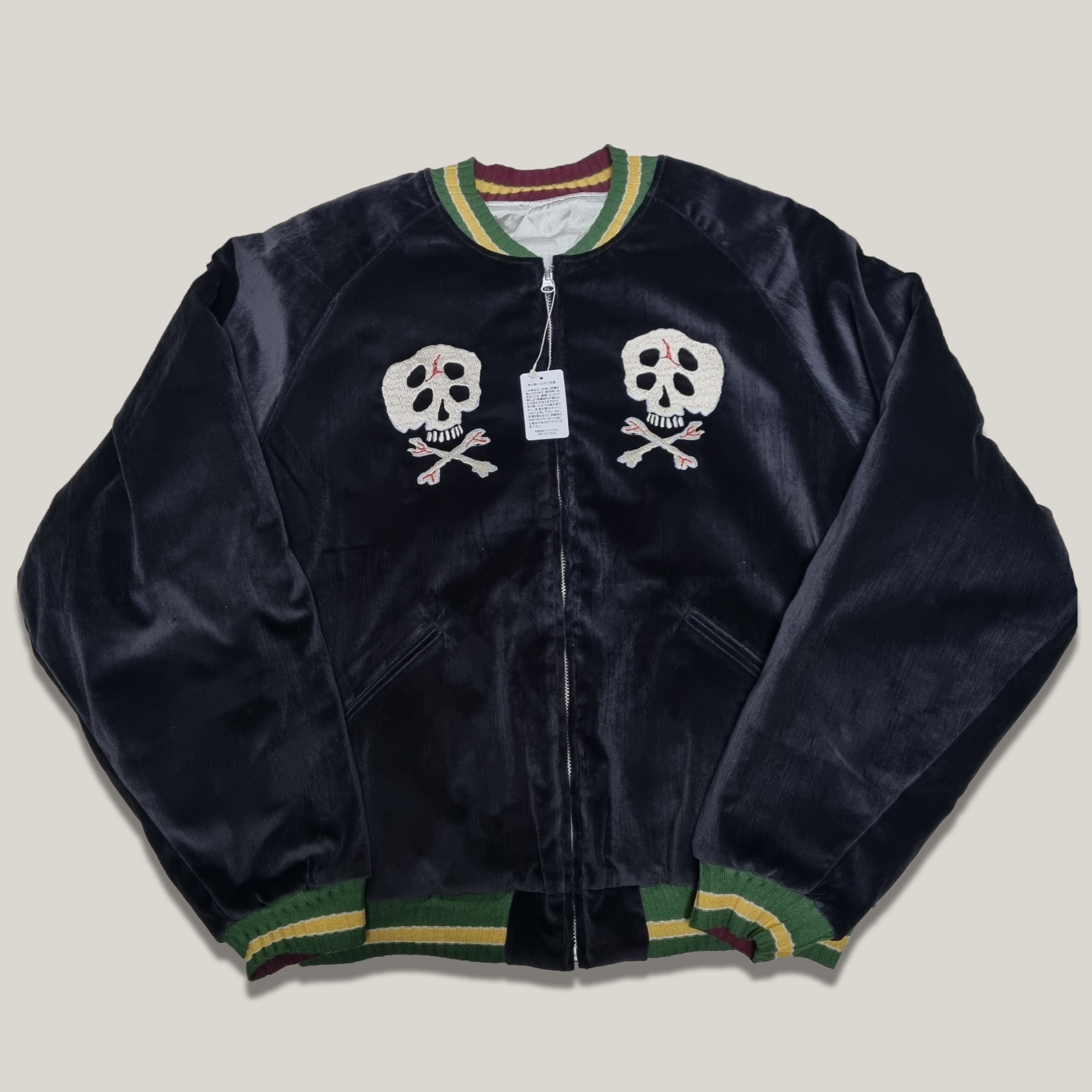 Kapital Velveteen Sulfide Souvenir Rain Skull Jacket Black 착용 스타일 - 2