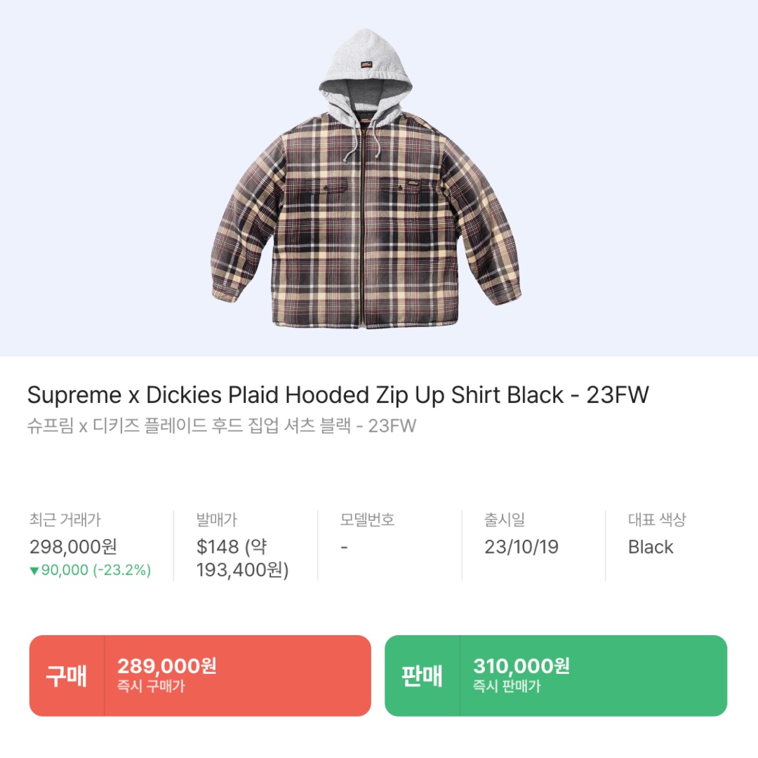 Supreme x Dickies Plaid Hooded Zip Up Shirt Black - 23FW, Supreme Gore-Tex Infinium Windstopper Leather Varsity Jacket Black - 23FW 착용 스타일 - 3