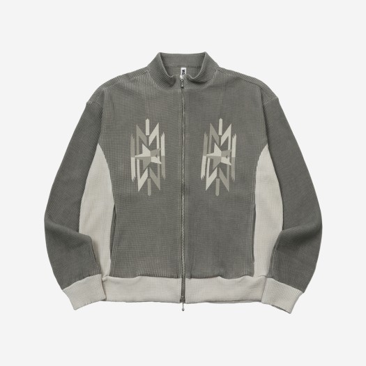 Wesken Aztec Symbol Printed Waffle Zip Up Charcoal