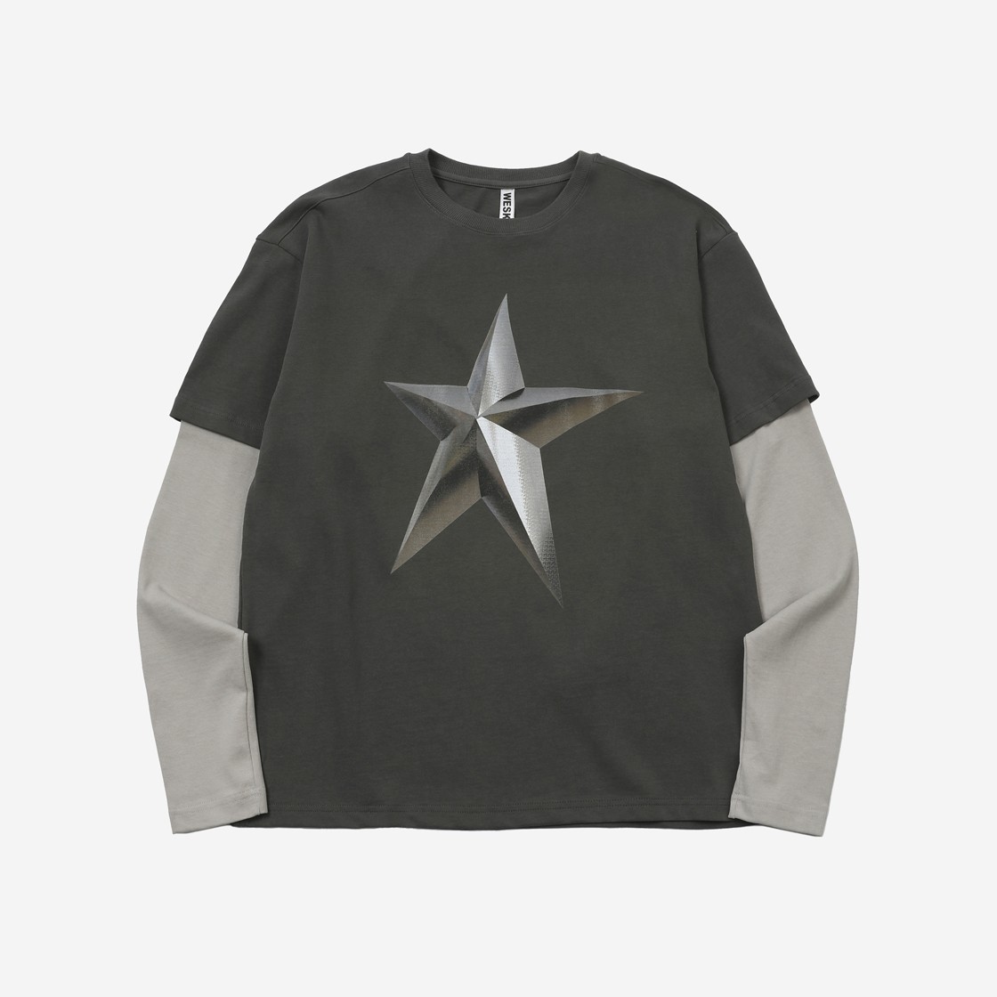 Wesken Star Printed Layered Tee Charcoal & Gray 상세 이미지 1