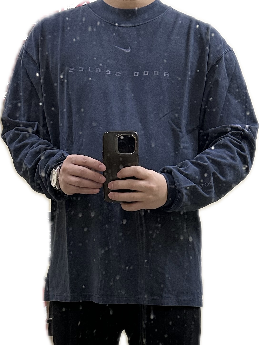 Nike x Drake Nocta 8K Peaks Long Sleeve Mock Dark Obsidian (FQ6556-451) 착용 스타일