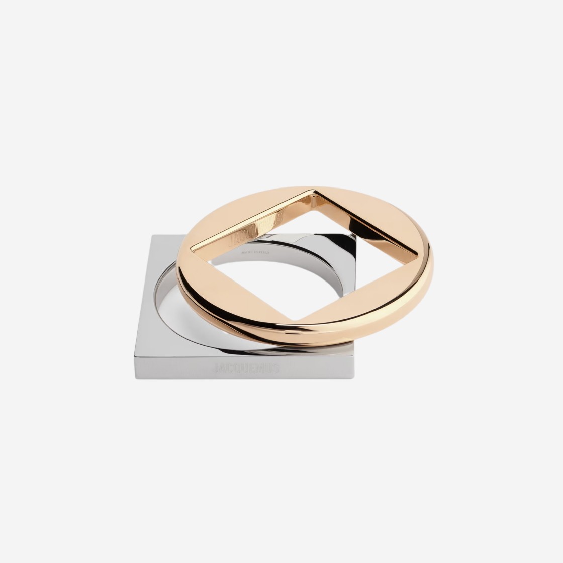 (W) Jacquemus Les Bracelets Rond Carre Geometric Bangle Bracelets Light Gold Silver 상세 이미지 1