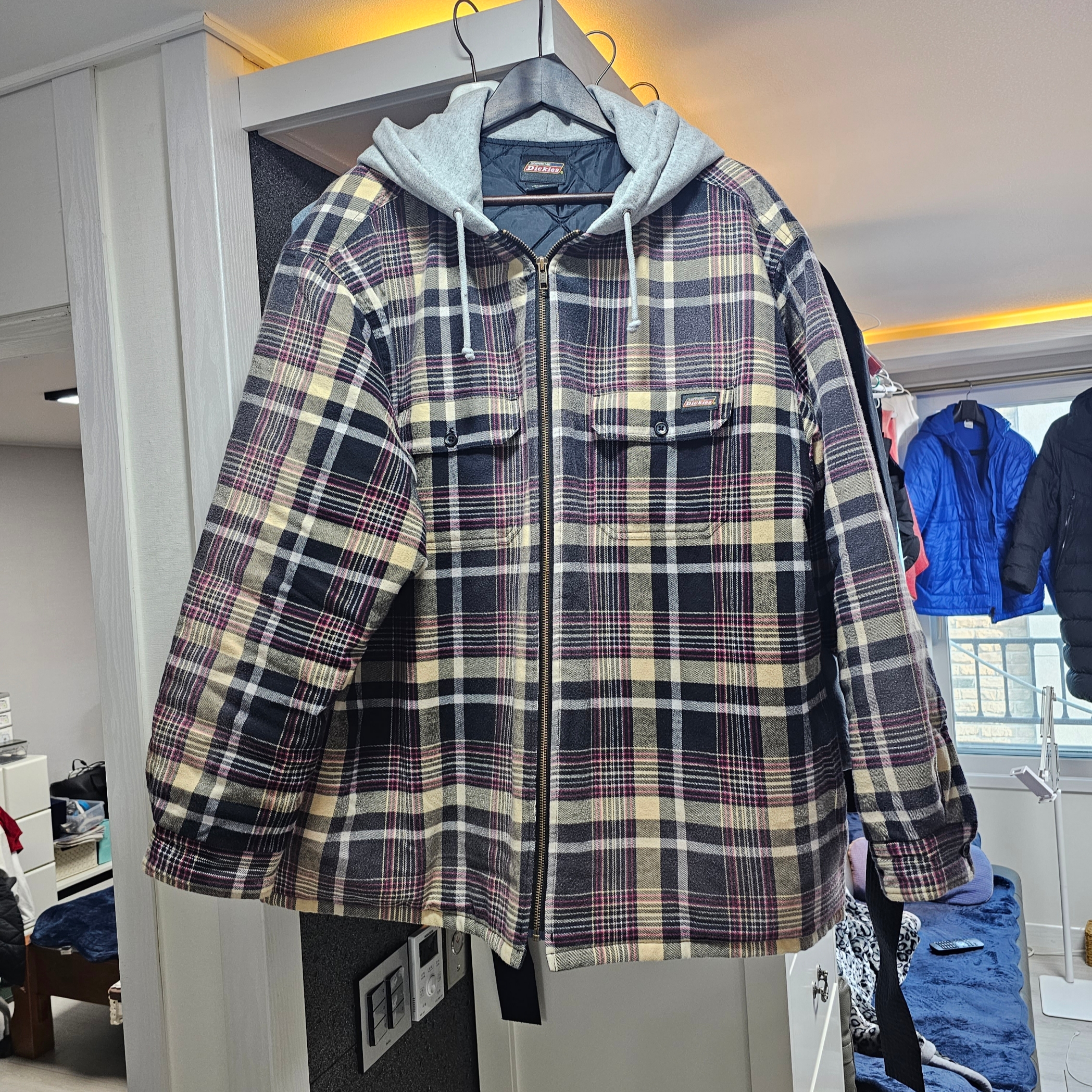 Supreme x Dickies Plaid Hooded Zip Up Shirt Black - 23FW 착용 스타일 - 1