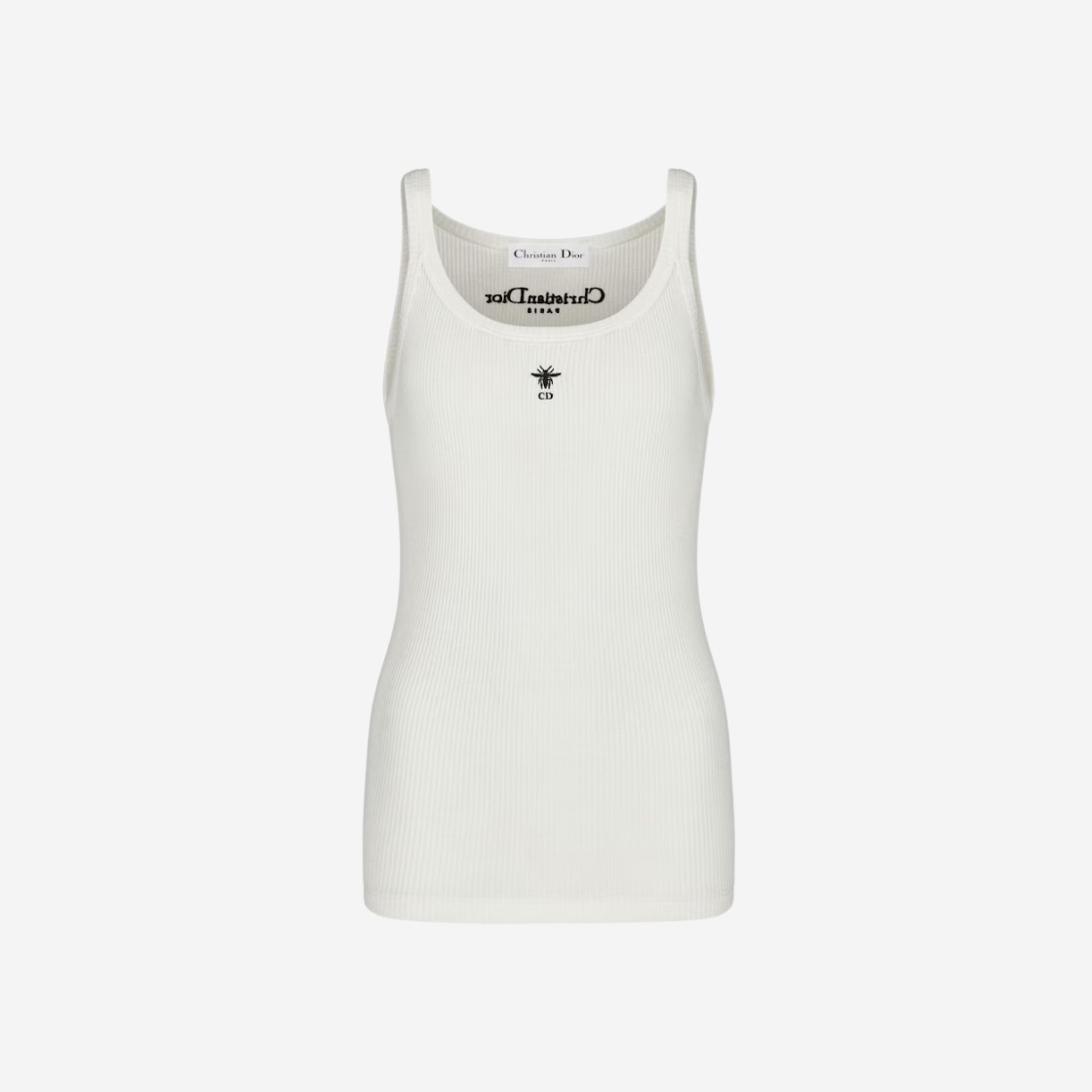 (W) Dior Essentials Ribbed Cotton Jersey Tank Top White 상세 이미지 1