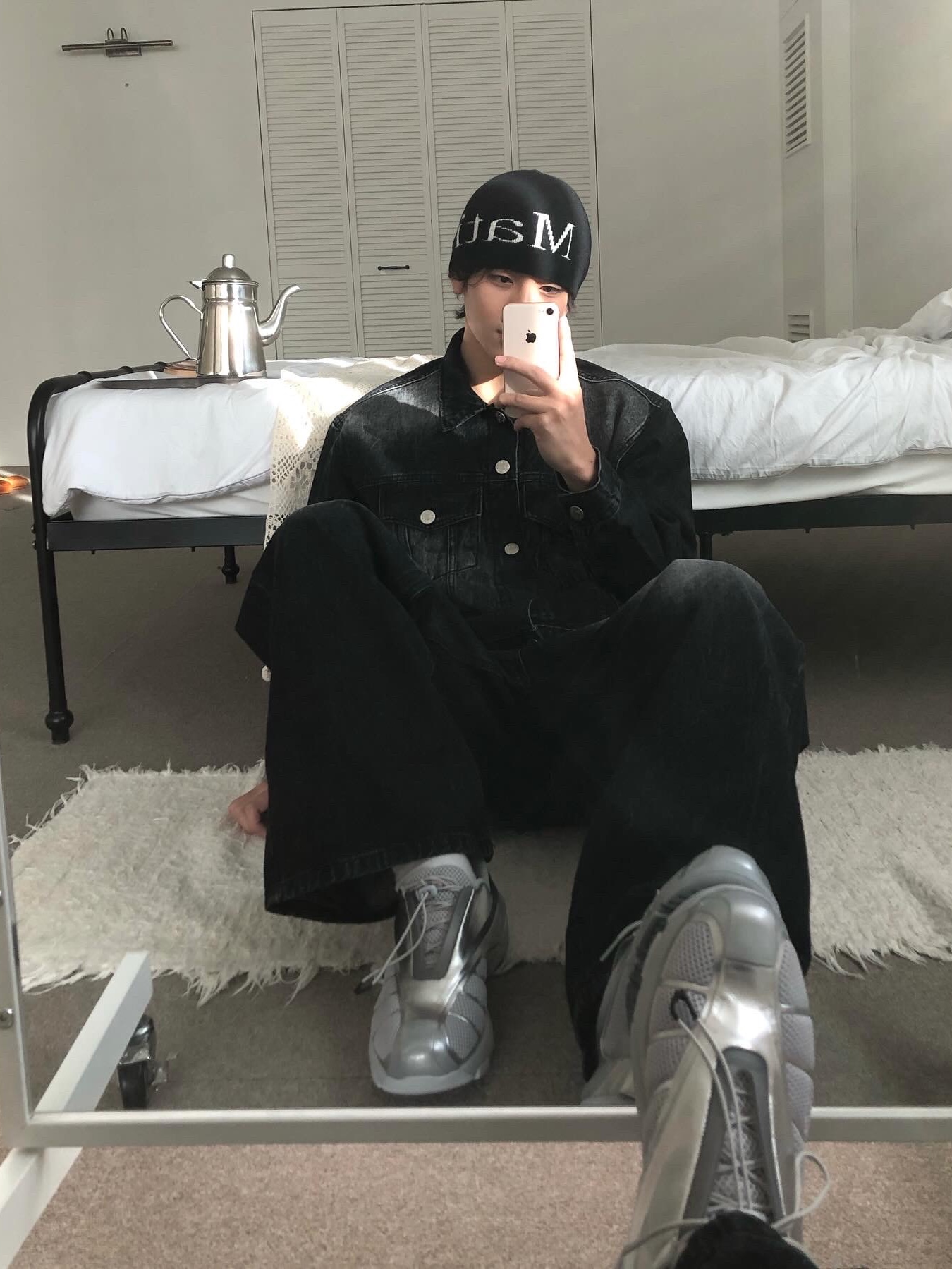 Fila Replica 2002 Grey White, Matin Kim Logo Jacquard Short Beanie Black 착용 스타일 - 4