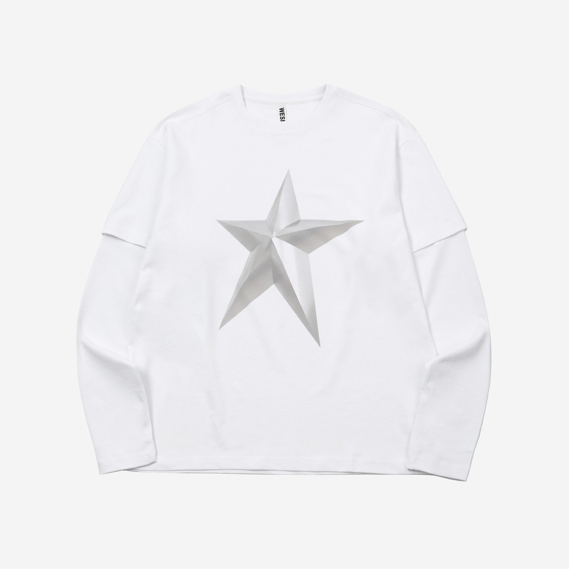 Wesken Star Printed Layered Tee White & White 상세 이미지 1